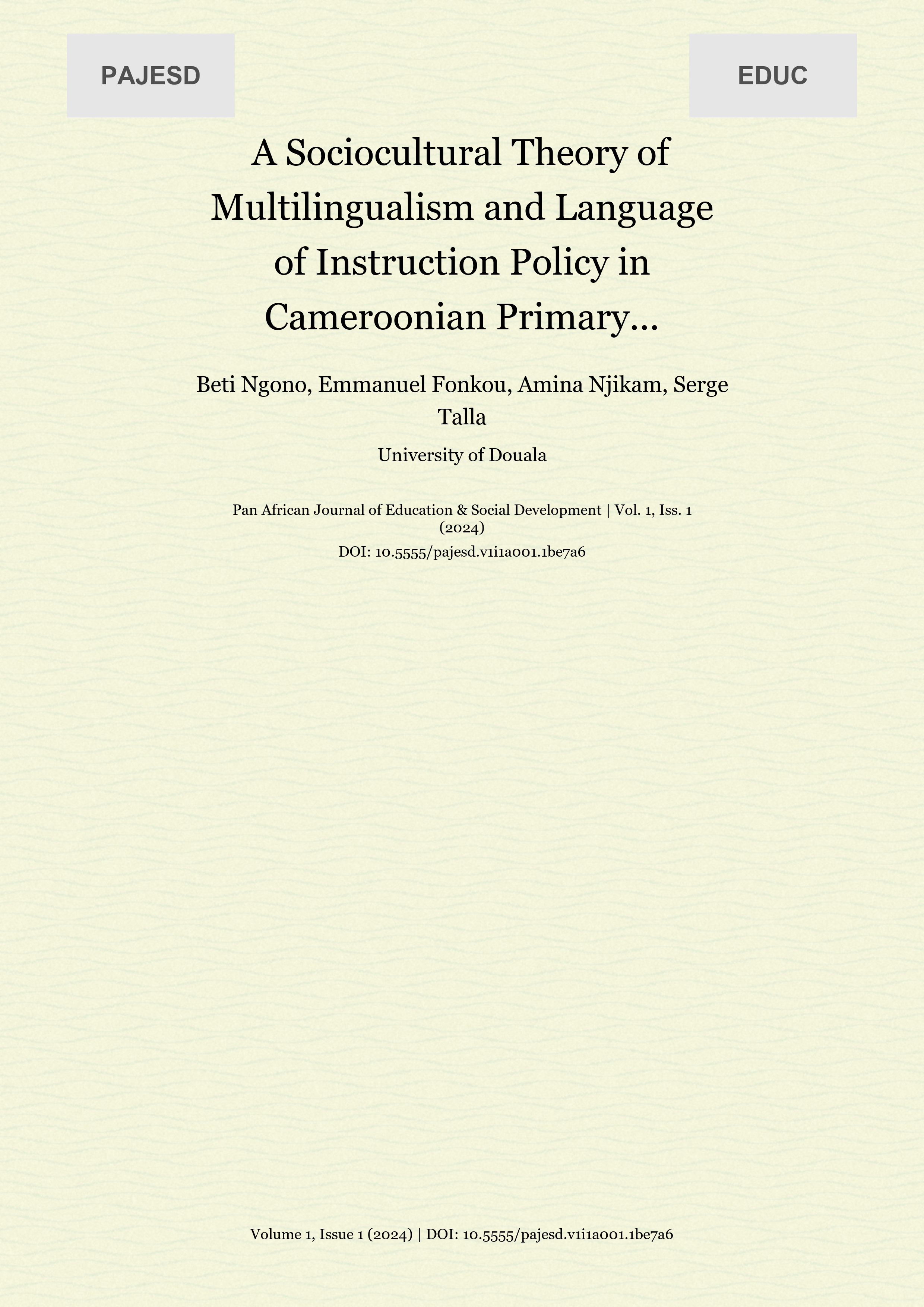 Cover image for: A Sociocultural Theory of Multilingualism and Language of In