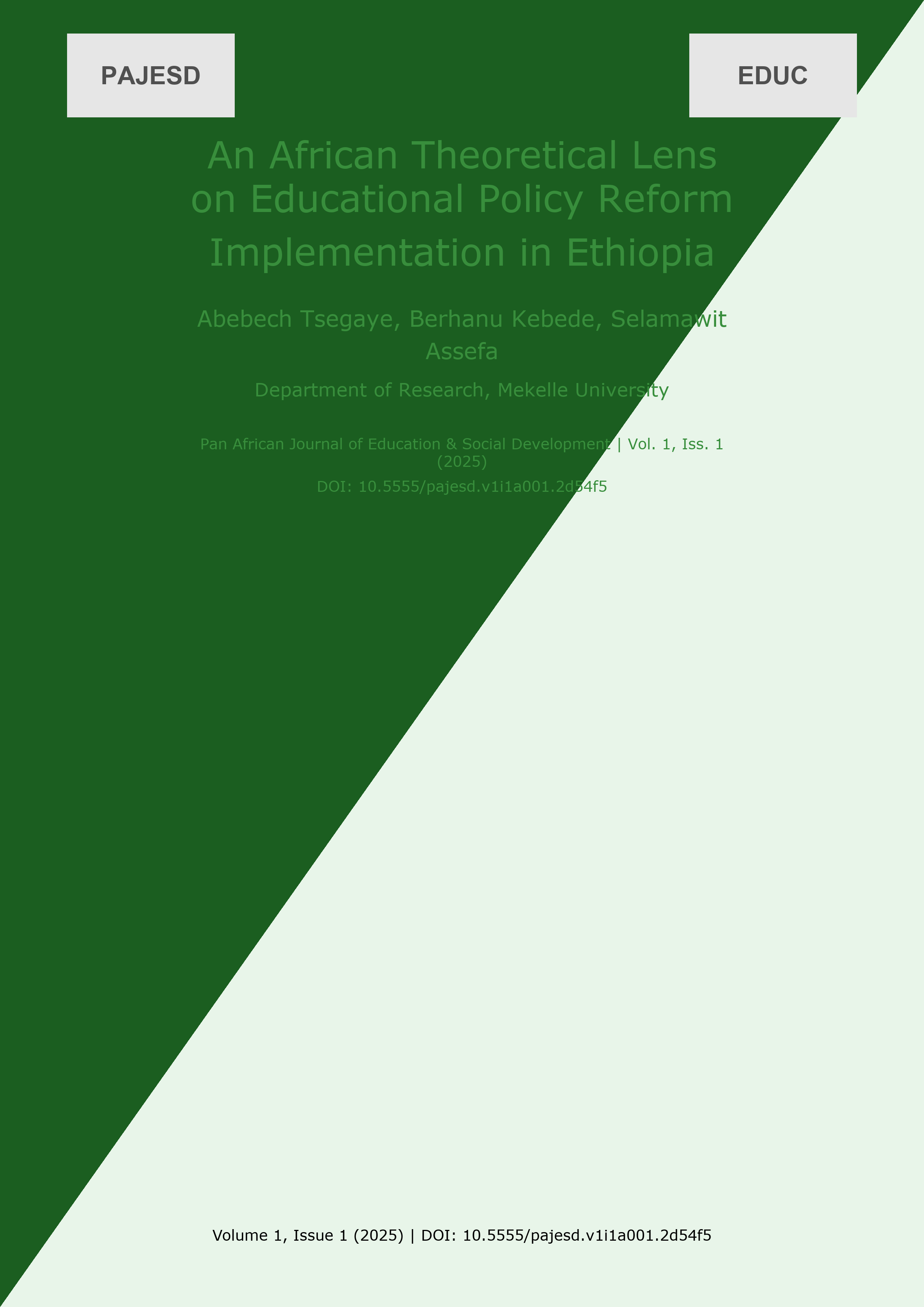 Cover image for: An African Theoretical Lens on Educational Policy Reform Imp