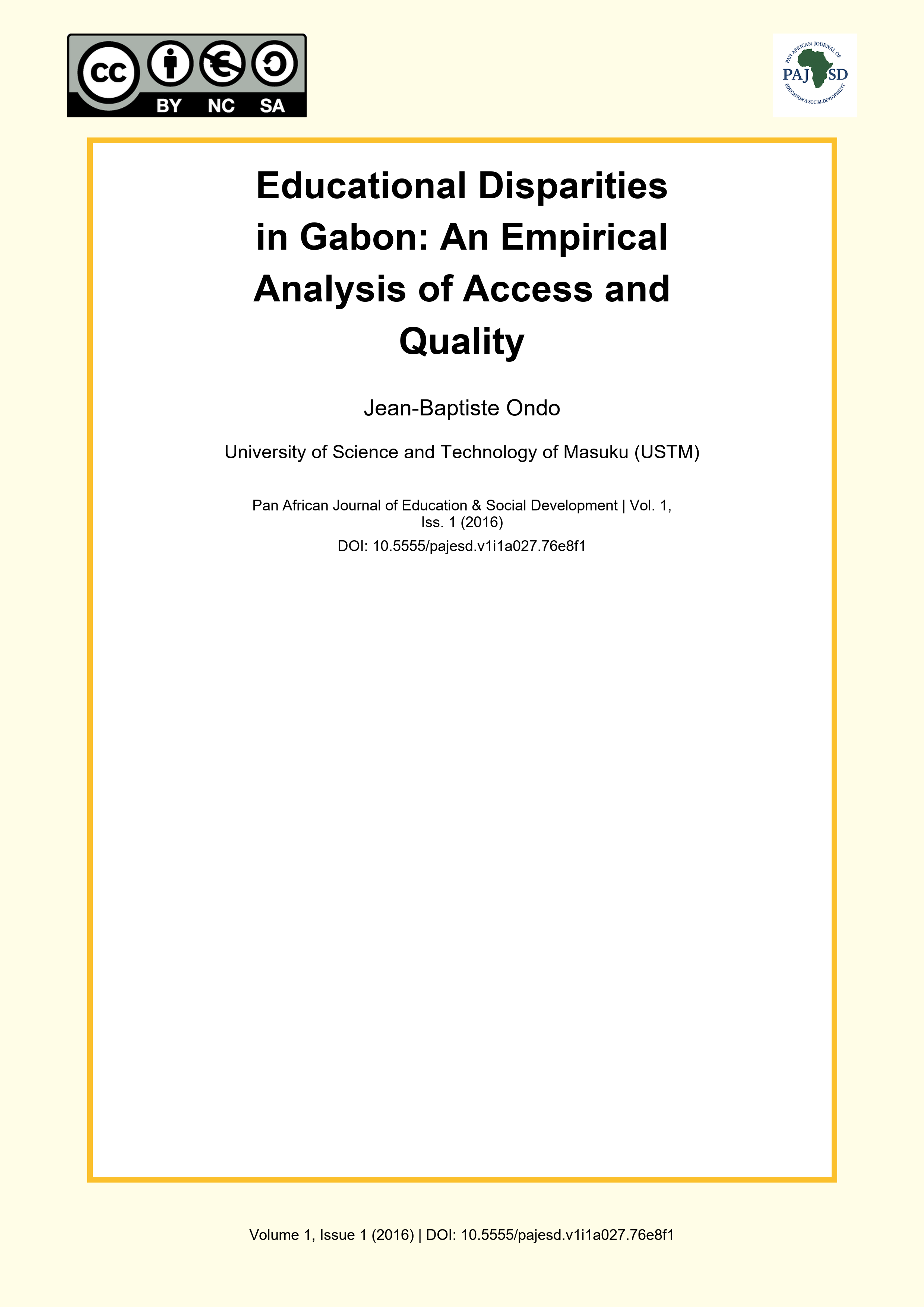 Cover image for: Educational Disparities in Gabon