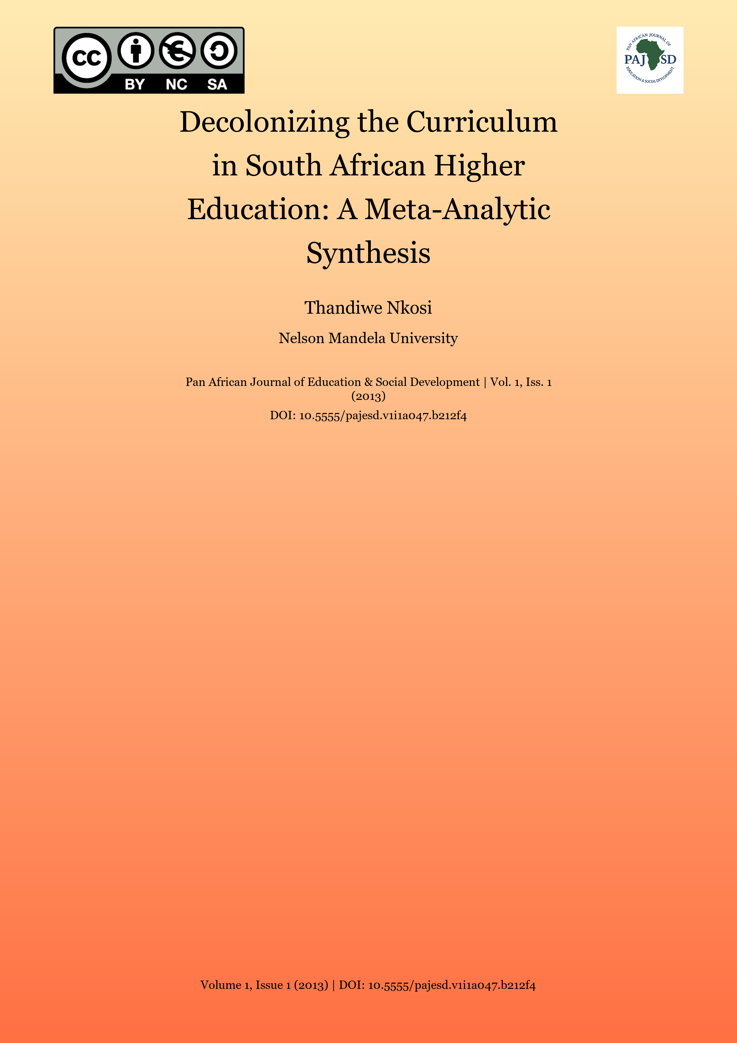 Cover image for: Decolonizing the Curriculum in South African Higher Educatio