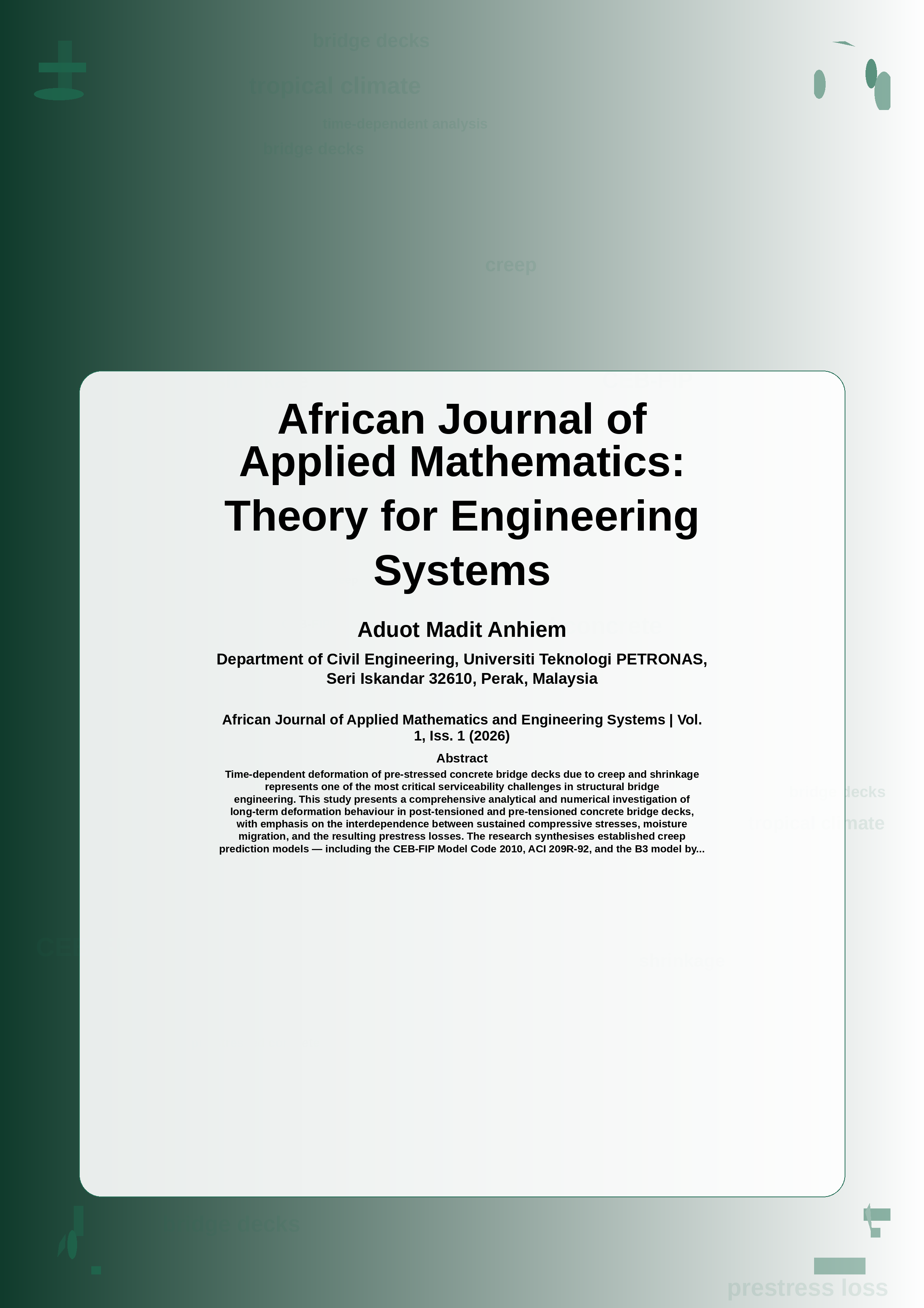 Cover image for: Time-Dependent Creep and Shrinkage Effects on Pre-stressed Concrete Bridge Decks