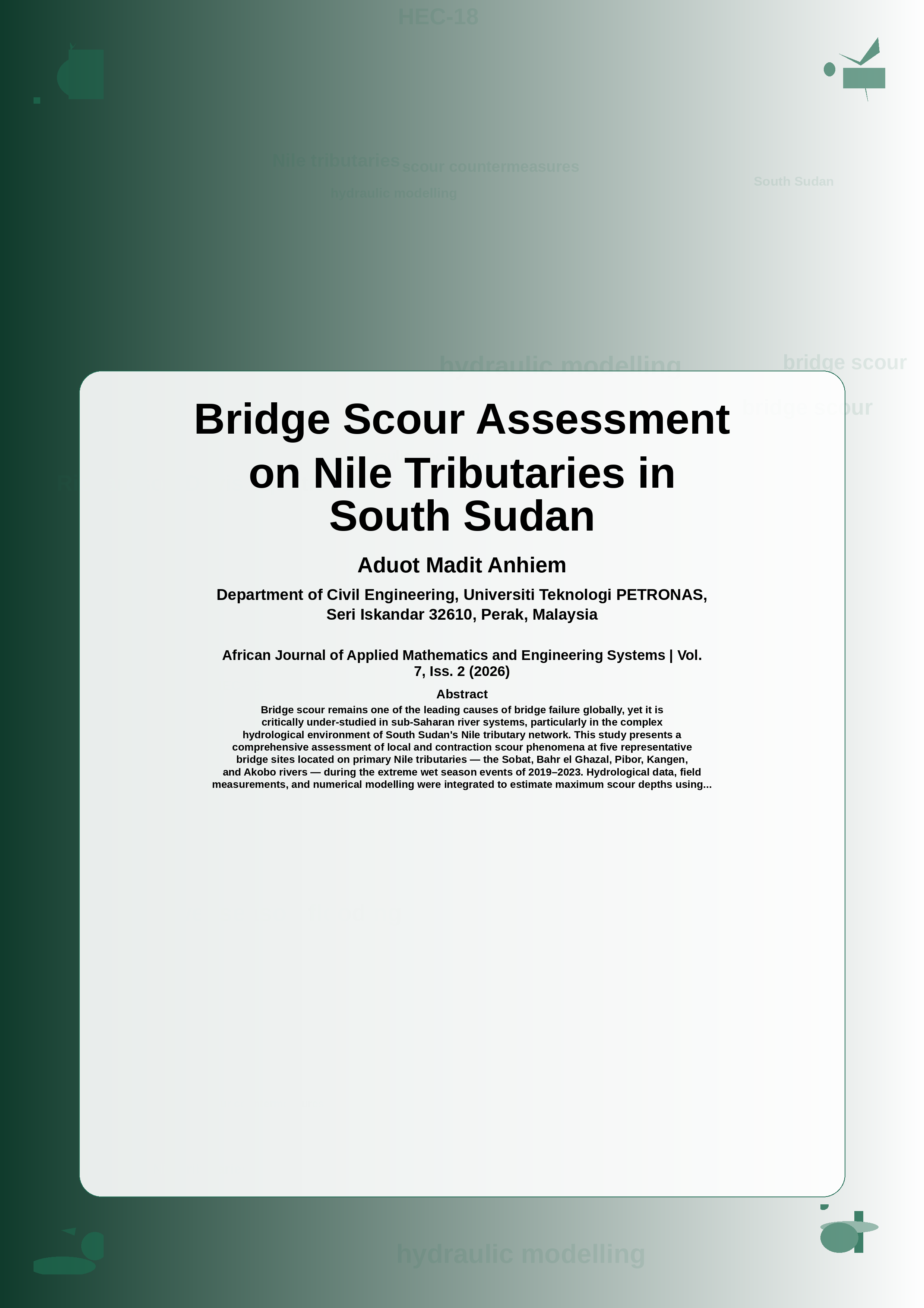 Cover image for: Bridge Scour Assessment on Nile Tributaries in South Sudan During Extreme Wet Season Events