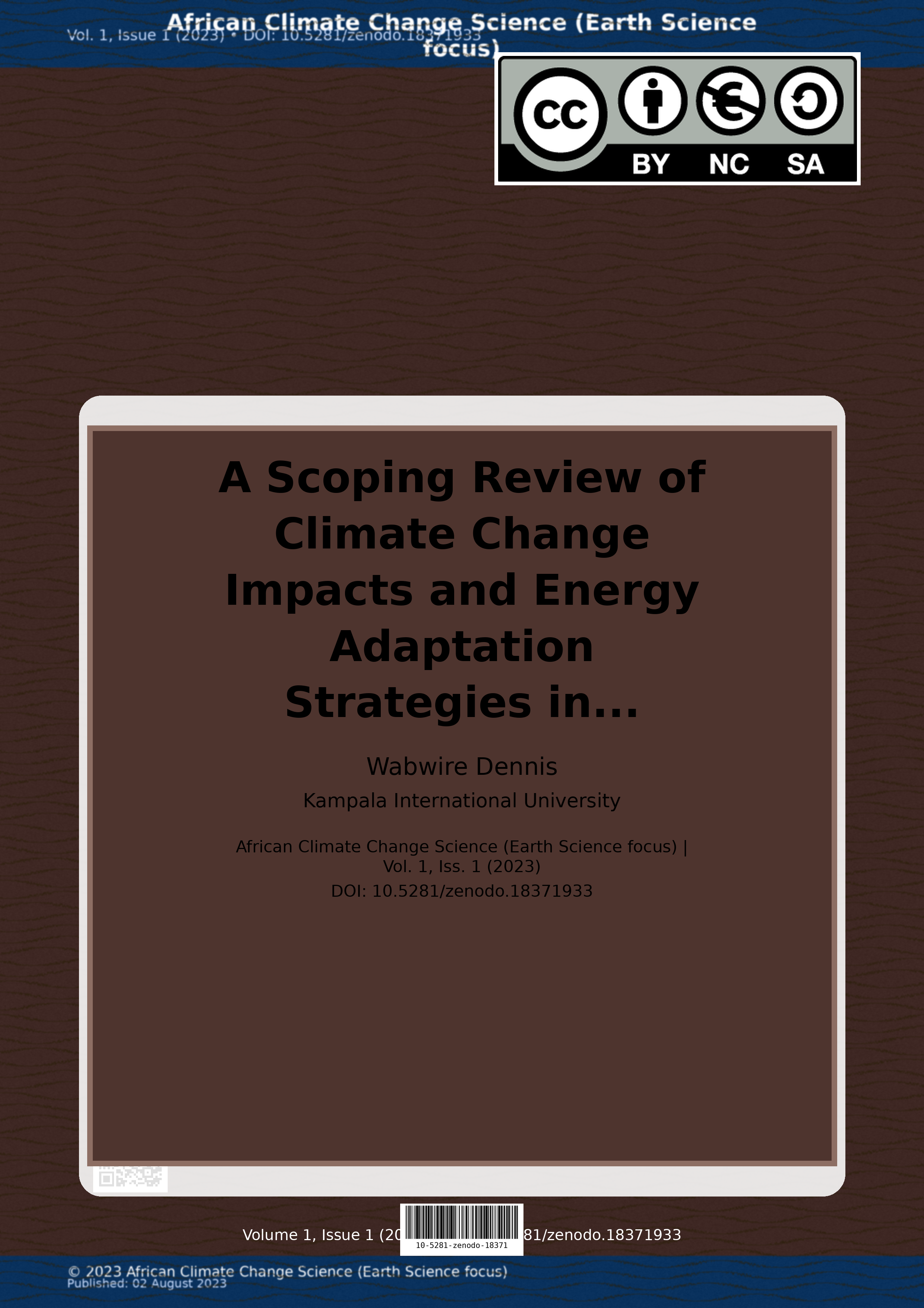 Cover image for: A Scoping Review of Climate Change Impacts and Energy Adapta
