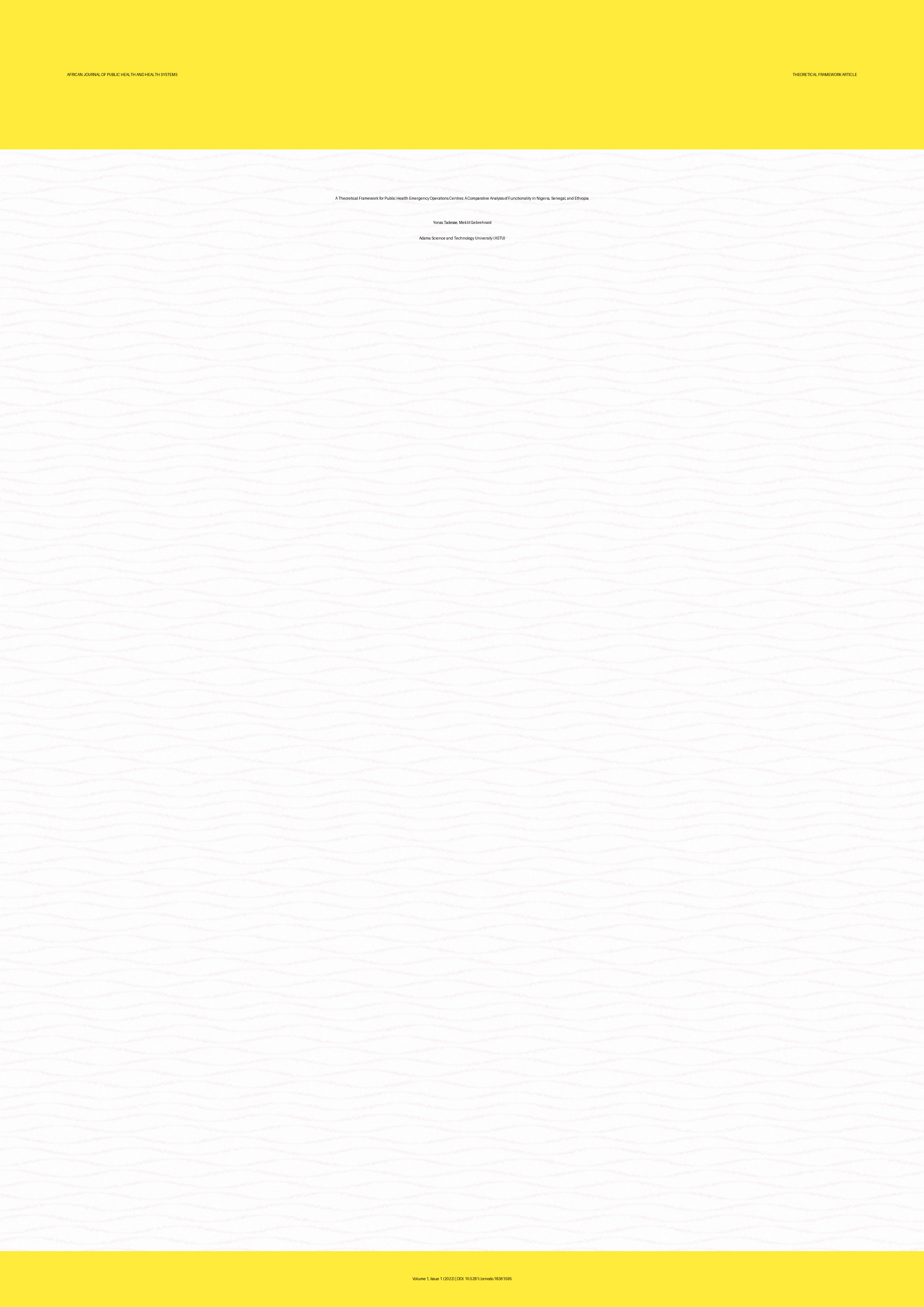 Cover image for: A Theoretical Framework for Public Health Emergency Operatio