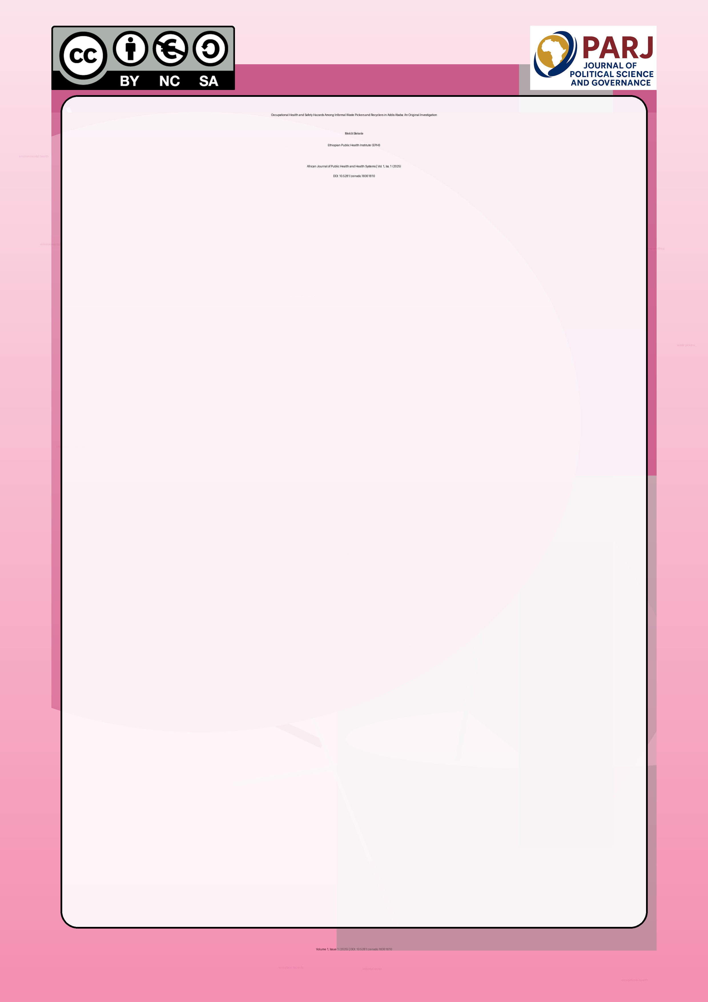 Cover image for: Occupational Health and Safety Hazards Among Informal Waste 