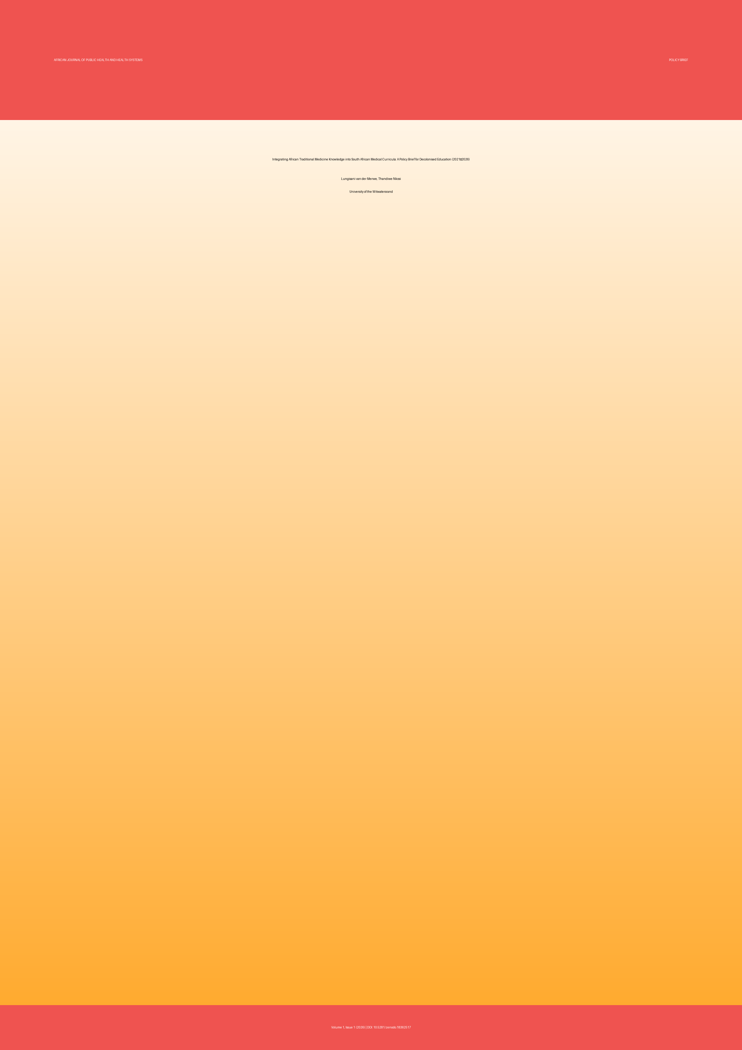 Cover image for: Integrating African Traditional Medicine Knowledge into Sout