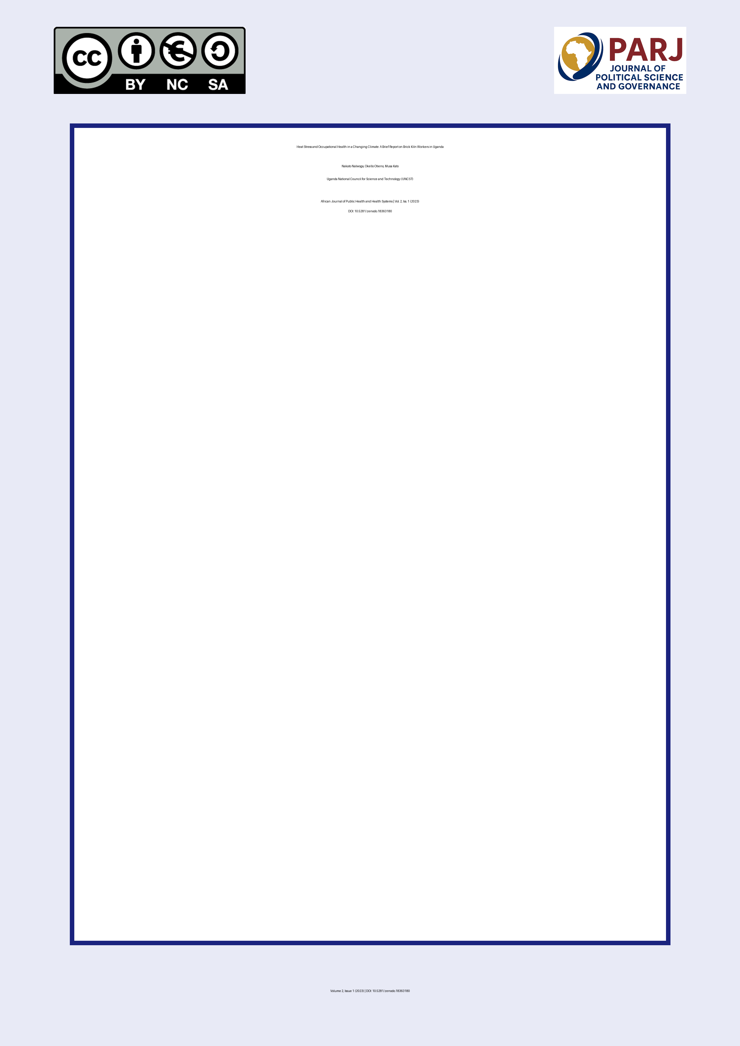 Cover image for: Heat Stress and Occupational Health in a Changing Climate