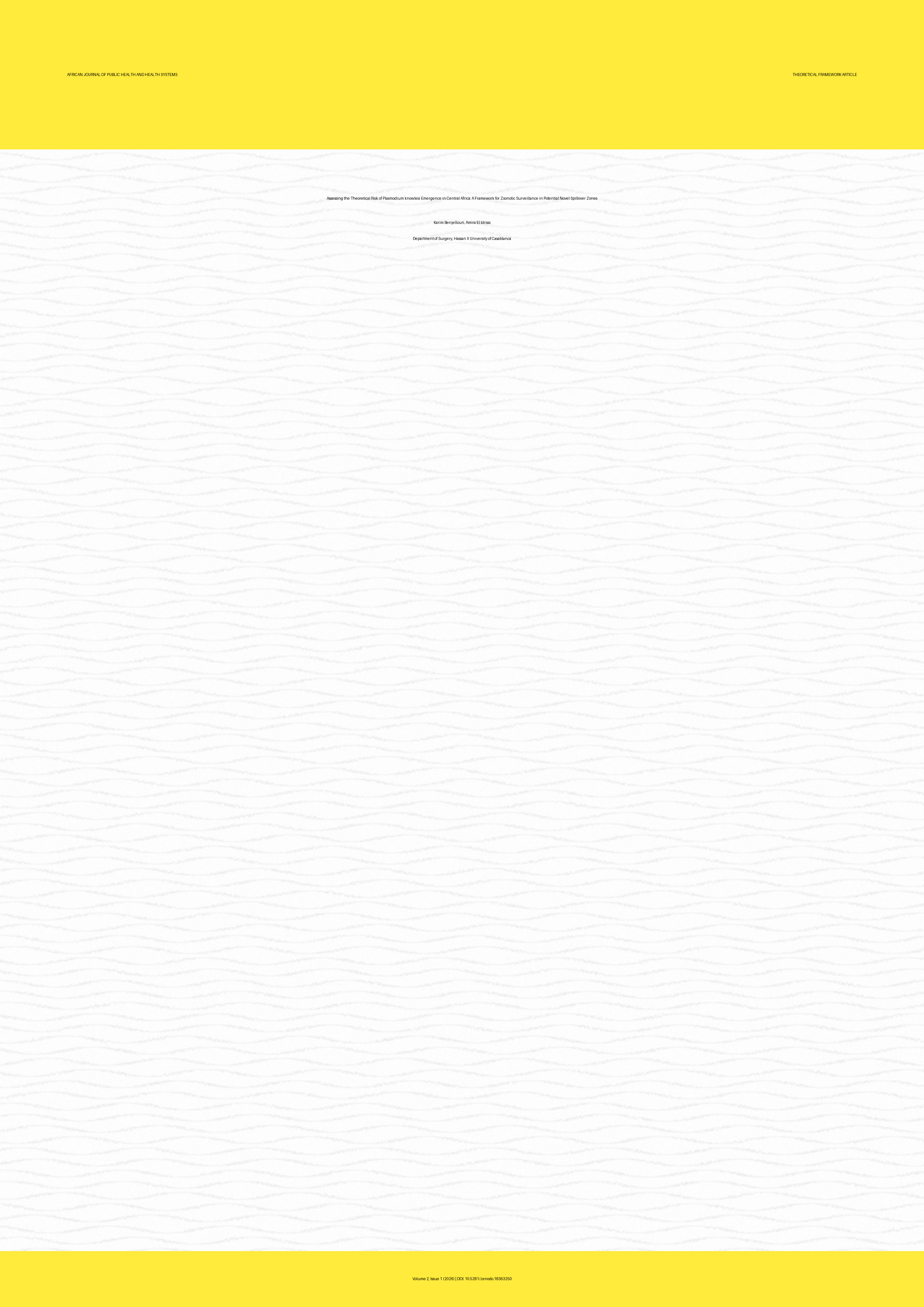 Cover image for: Assessing the Theoretical Risk of Plasmodium knowlesi Emerge