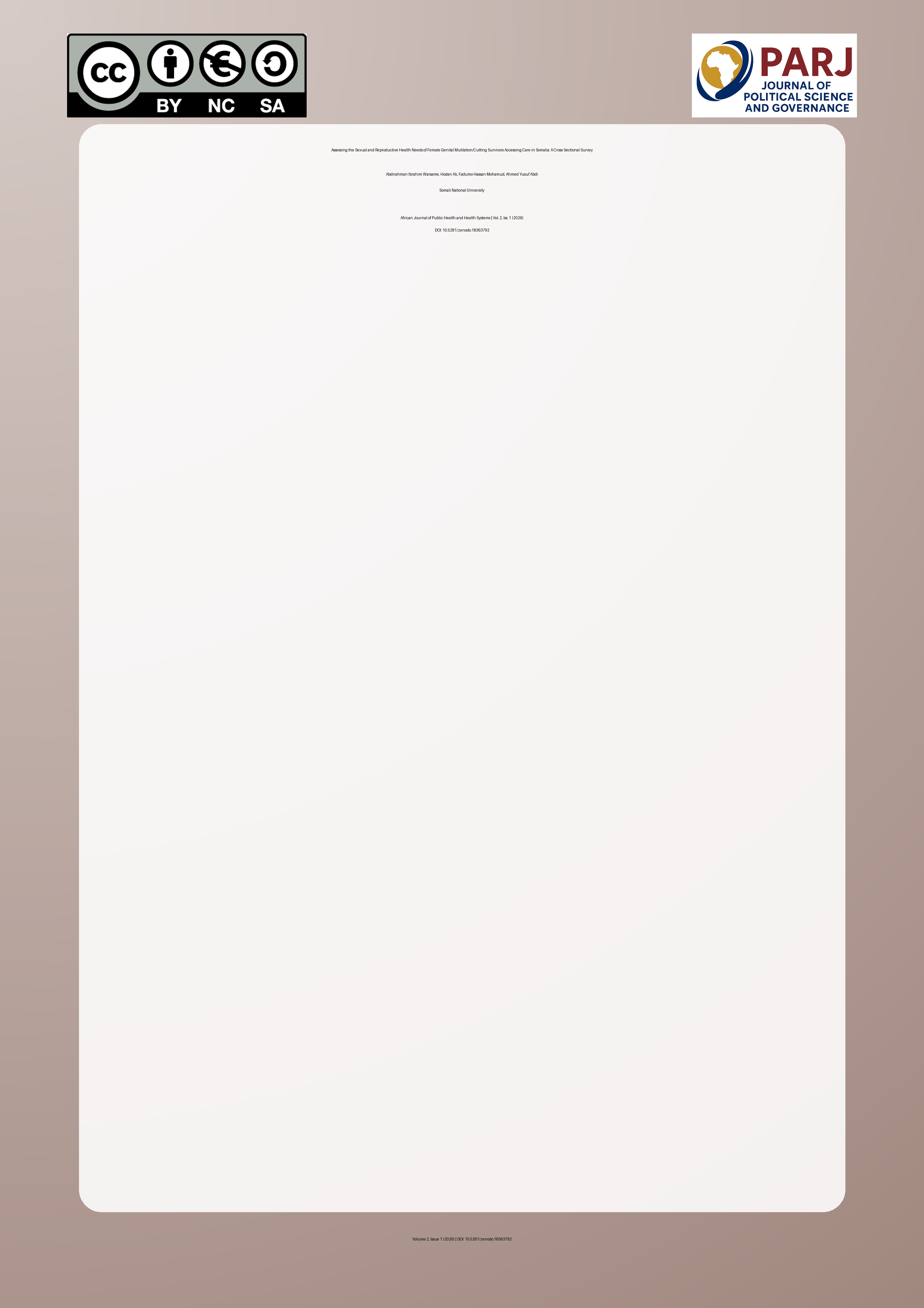 Cover image for: Assessing the Sexual and Reproductive Health Needs of Female