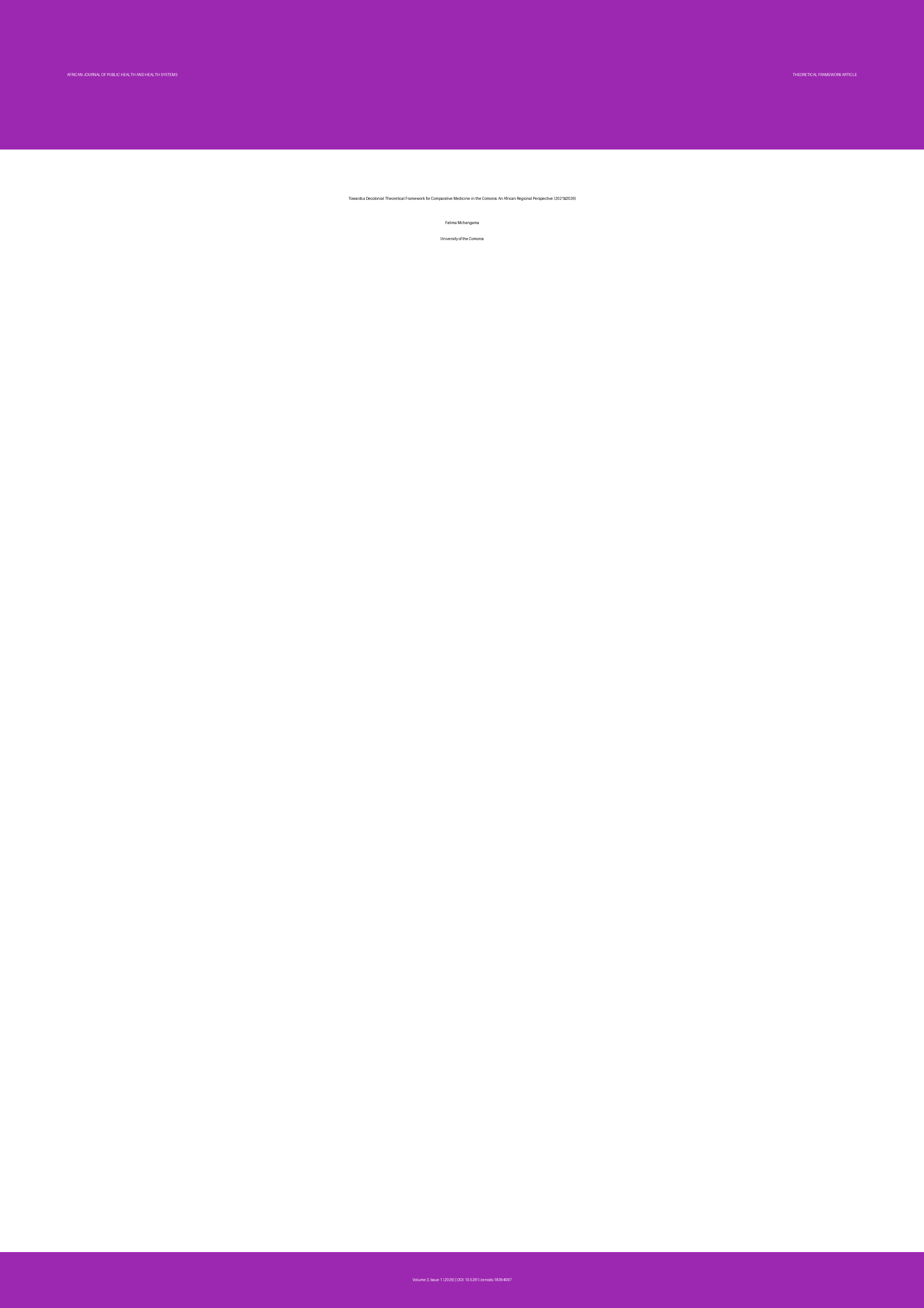 Cover image for: Towards a Decolonial Theoretical Framework for Comparative M