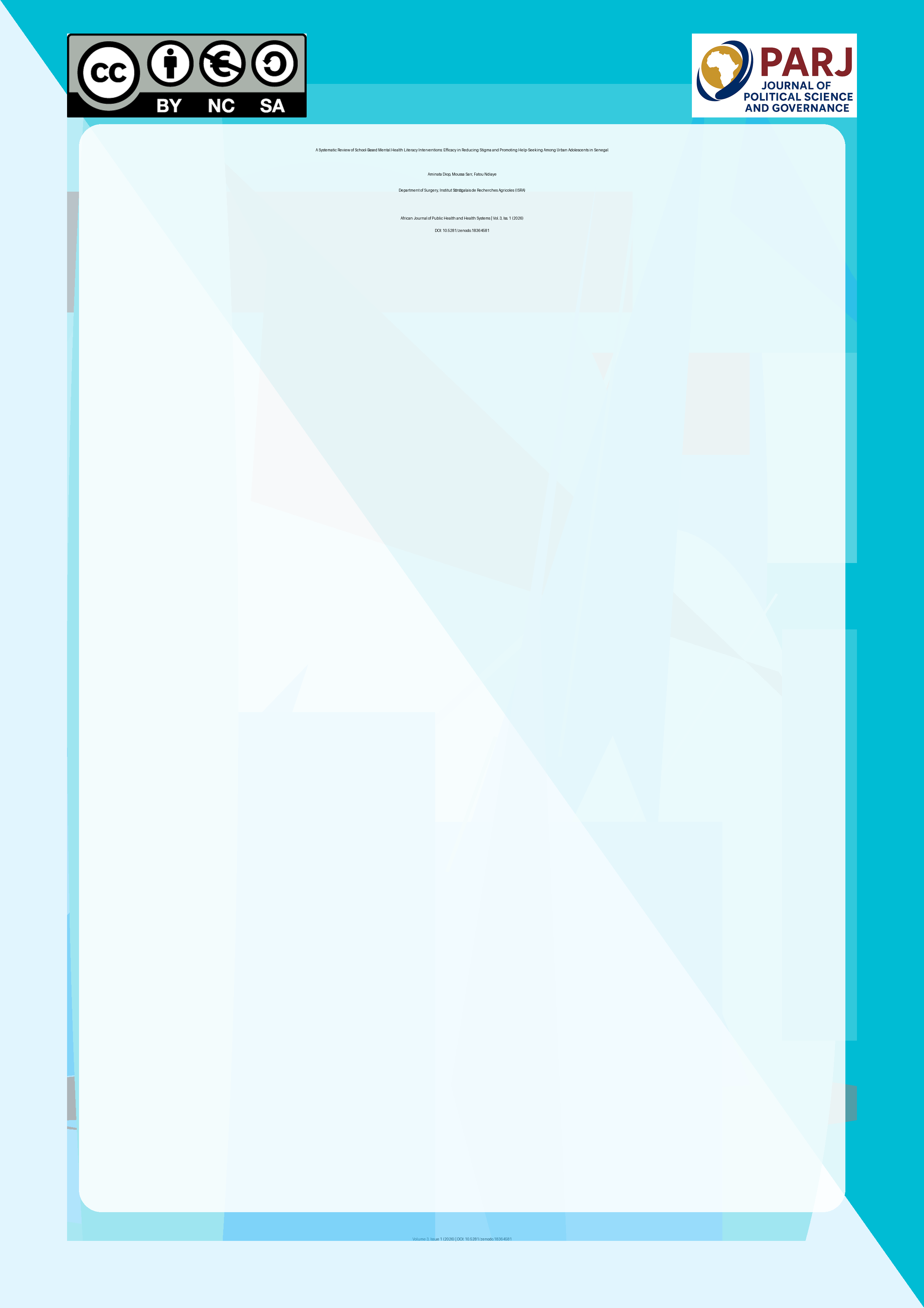 Cover image for: A Systematic Review of School-Based Mental Health Literacy I