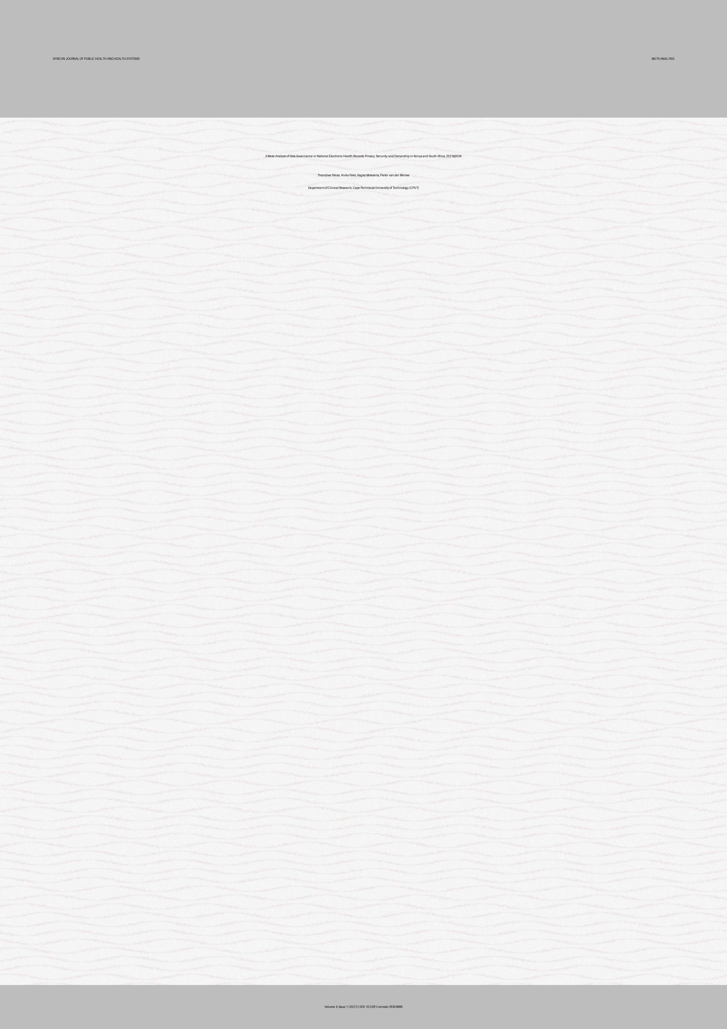 Cover image for: A Meta-Analysis of Data Governance in National Electronic He