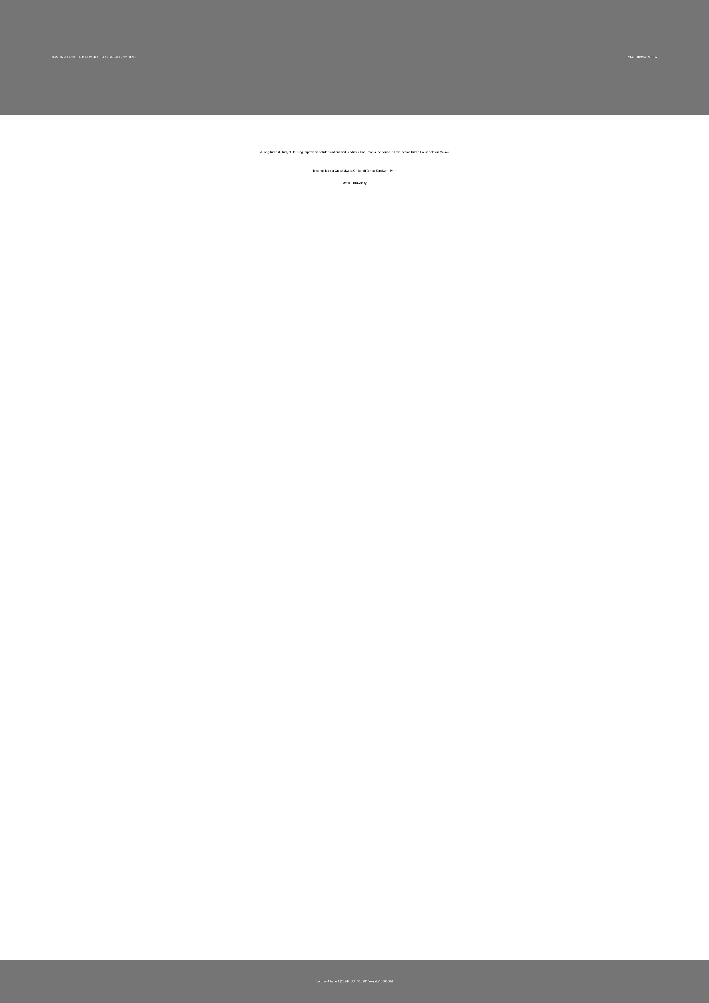 Cover image for: A Longitudinal Study of Housing Improvement Interventions an