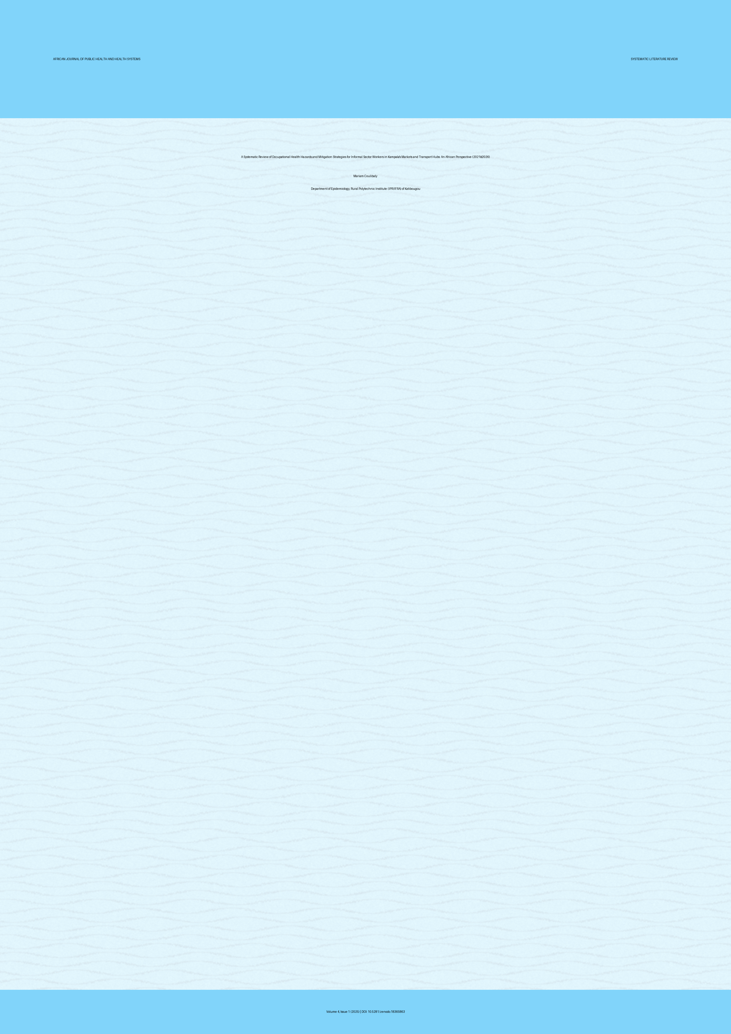 Cover image for: A Systematic Review of Occupational Health Hazards and Mitig