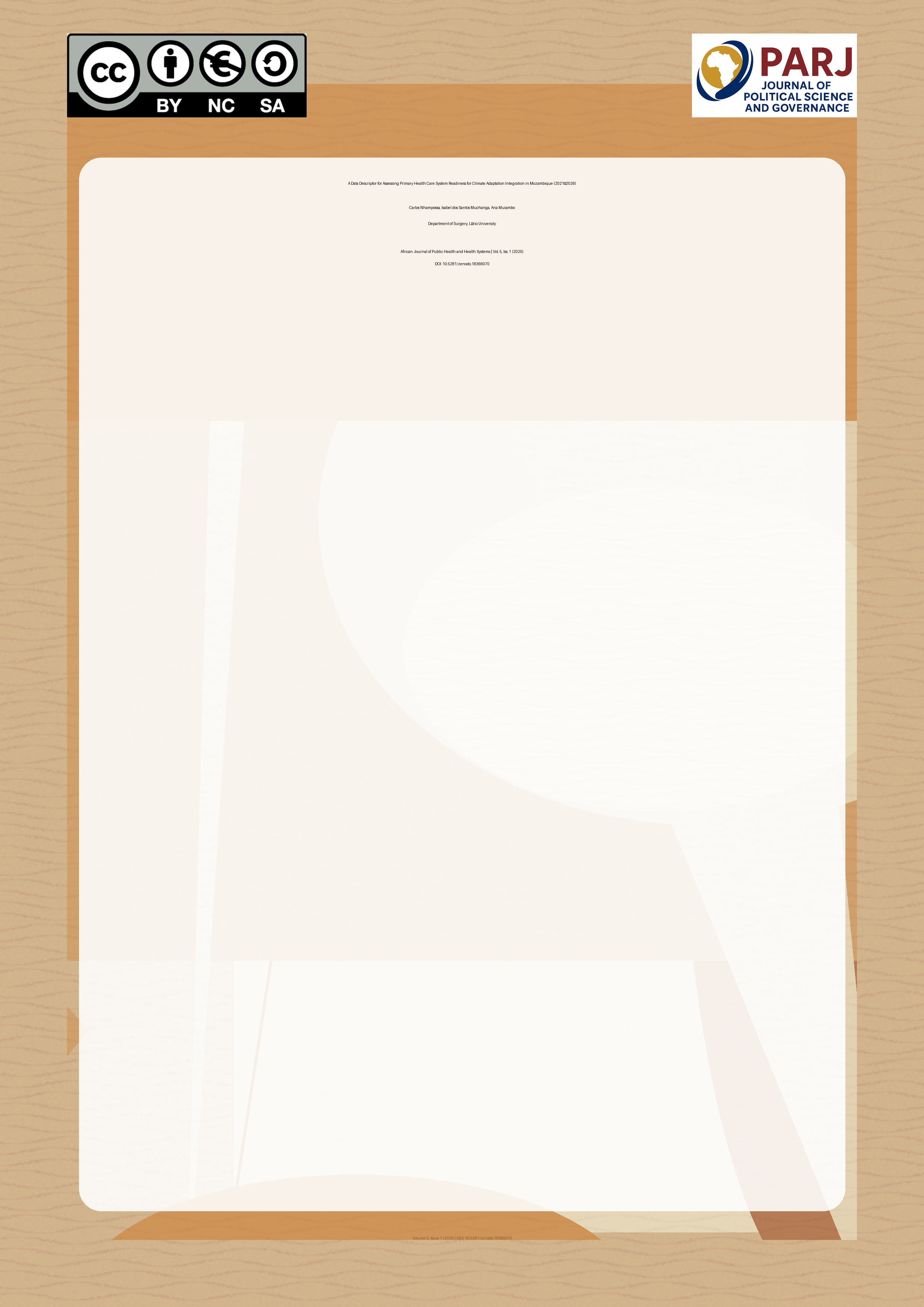 Cover image for: A Data Descriptor for Assessing Primary Health Care System R