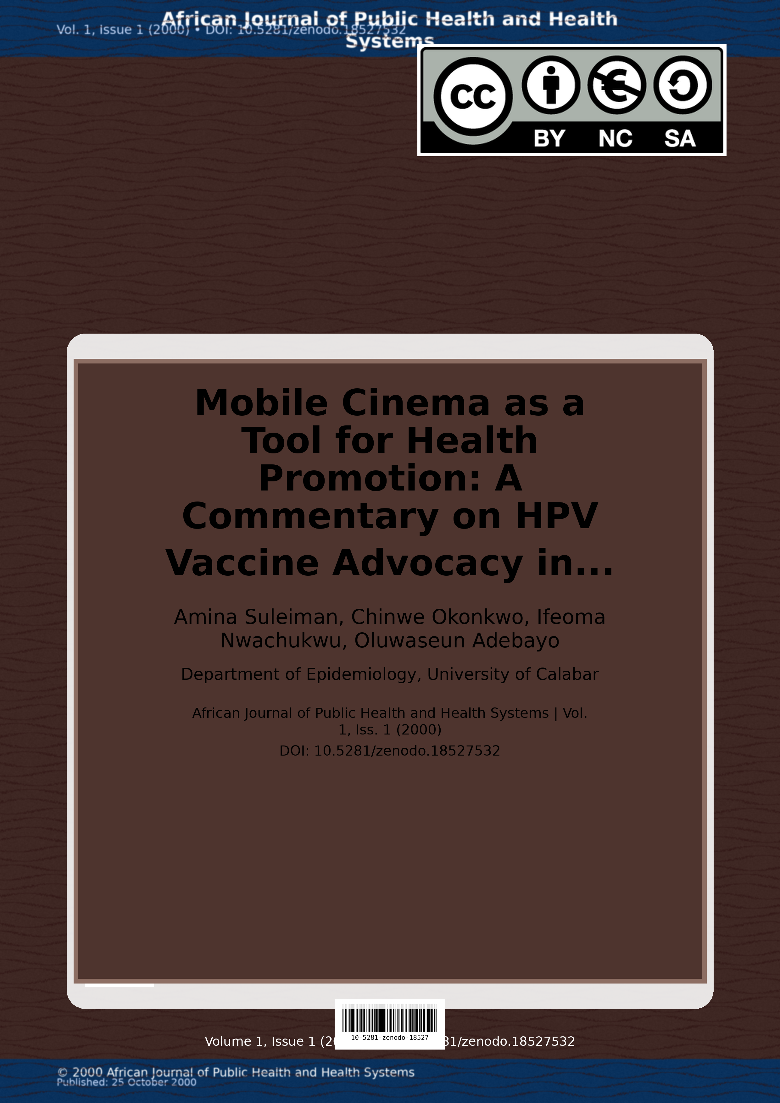 Cover image for: Mobile Cinema as a Tool for Health Promotion