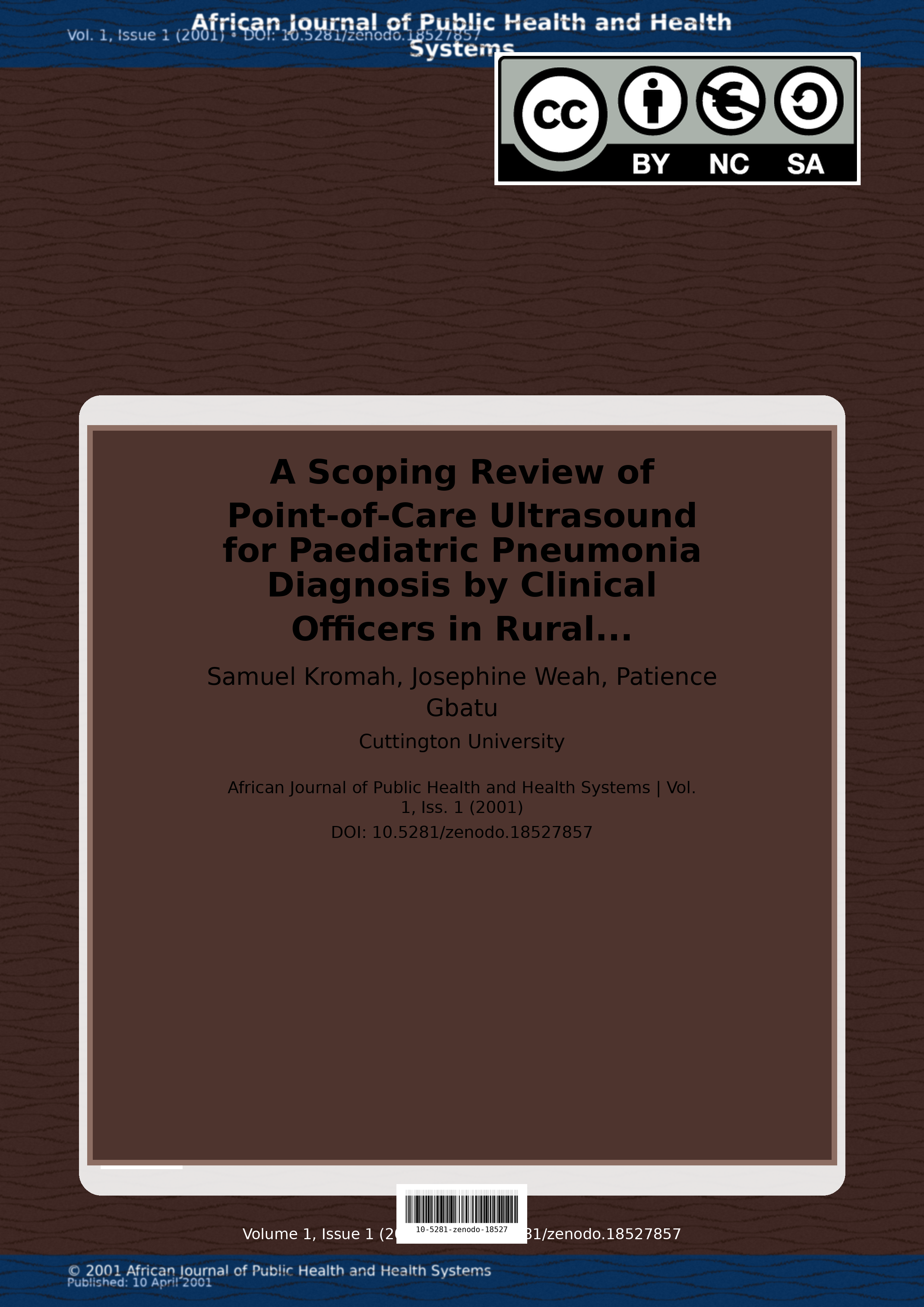 Cover image for: A Scoping Review of Point-of-Care Ultrasound for Paediatric 