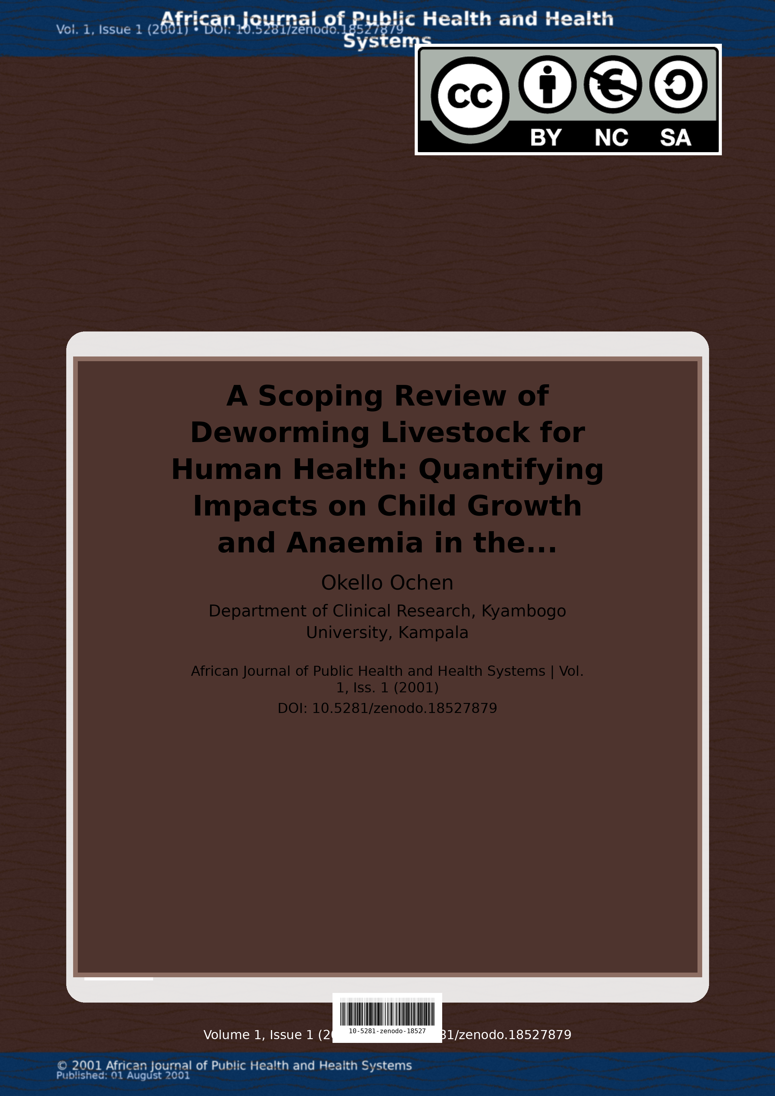 Cover image for: A Scoping Review of Deworming Livestock for Human Health