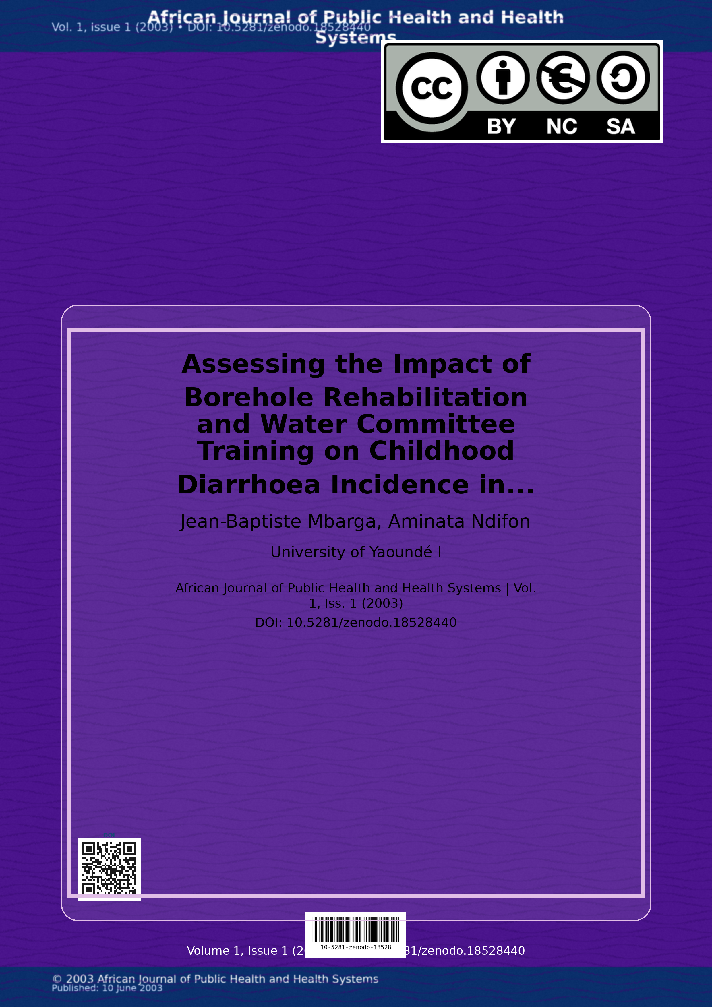 Cover image for: Assessing the Impact of Borehole Rehabilitation and Water Co
