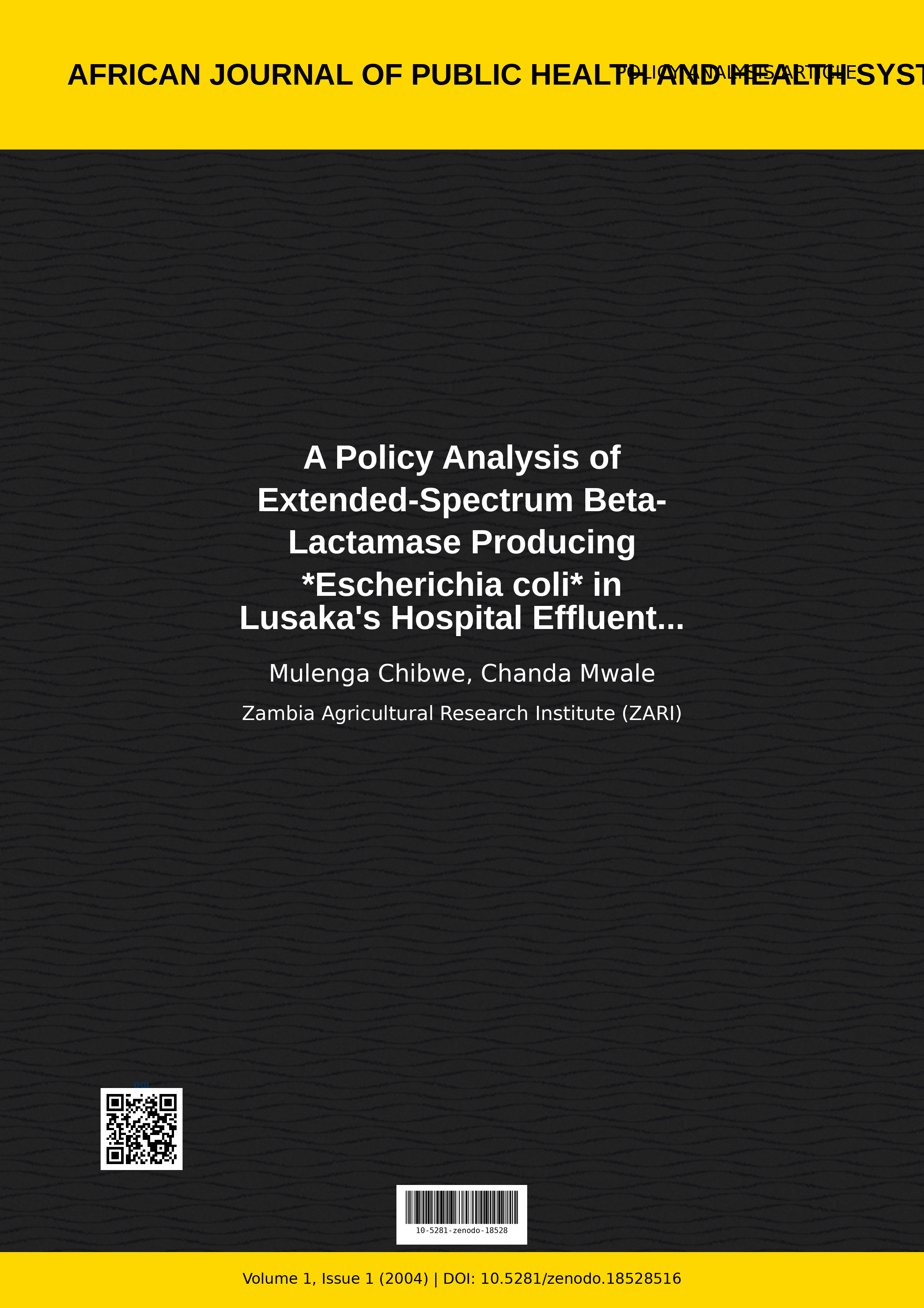 Cover image for: A Policy Analysis of Extended-Spectrum Beta-Lactamase Produc