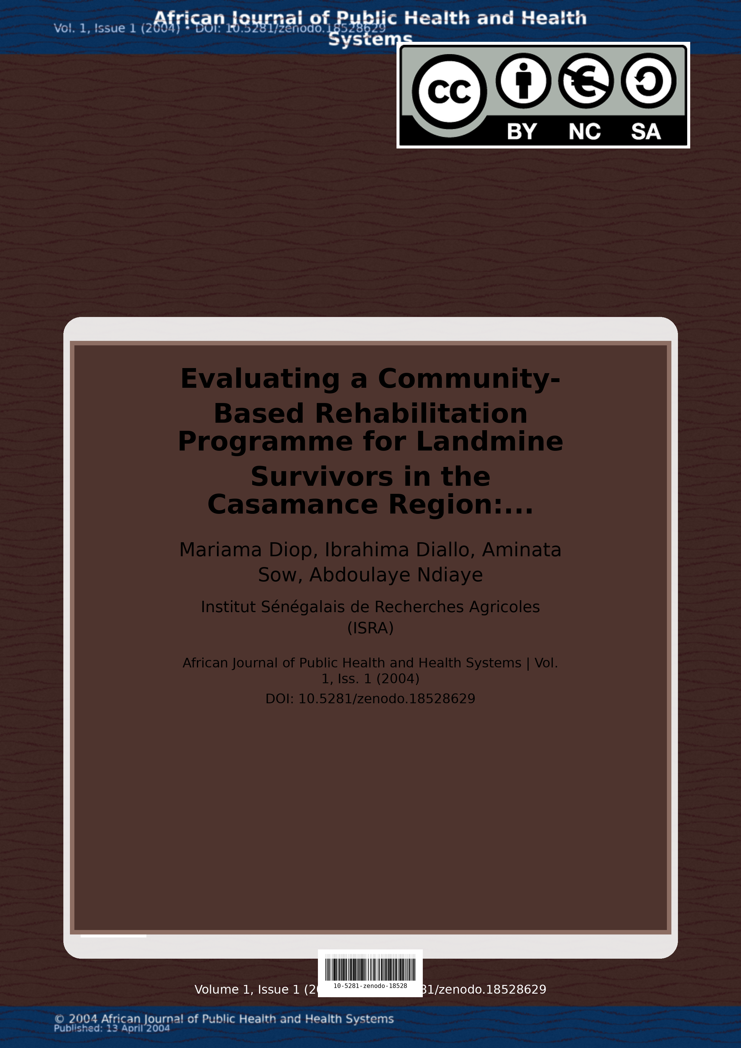 Cover image for: Evaluating a Community-Based Rehabilitation Programme for La