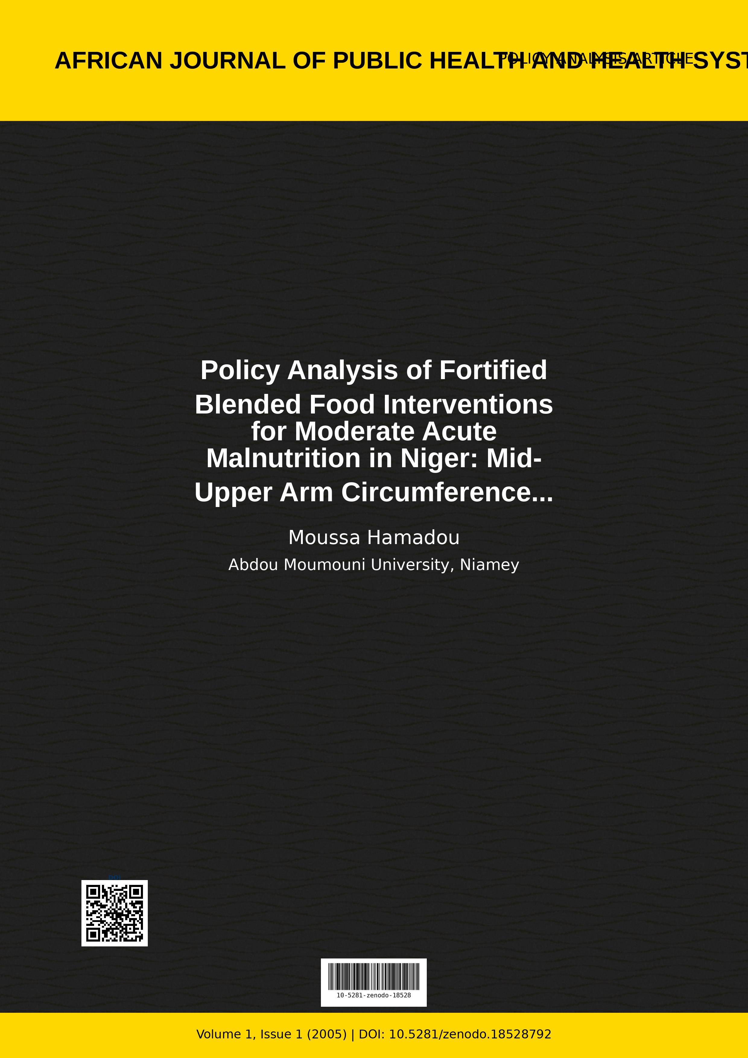 Cover image for: Policy Analysis of Fortified Blended Food Interventions for 