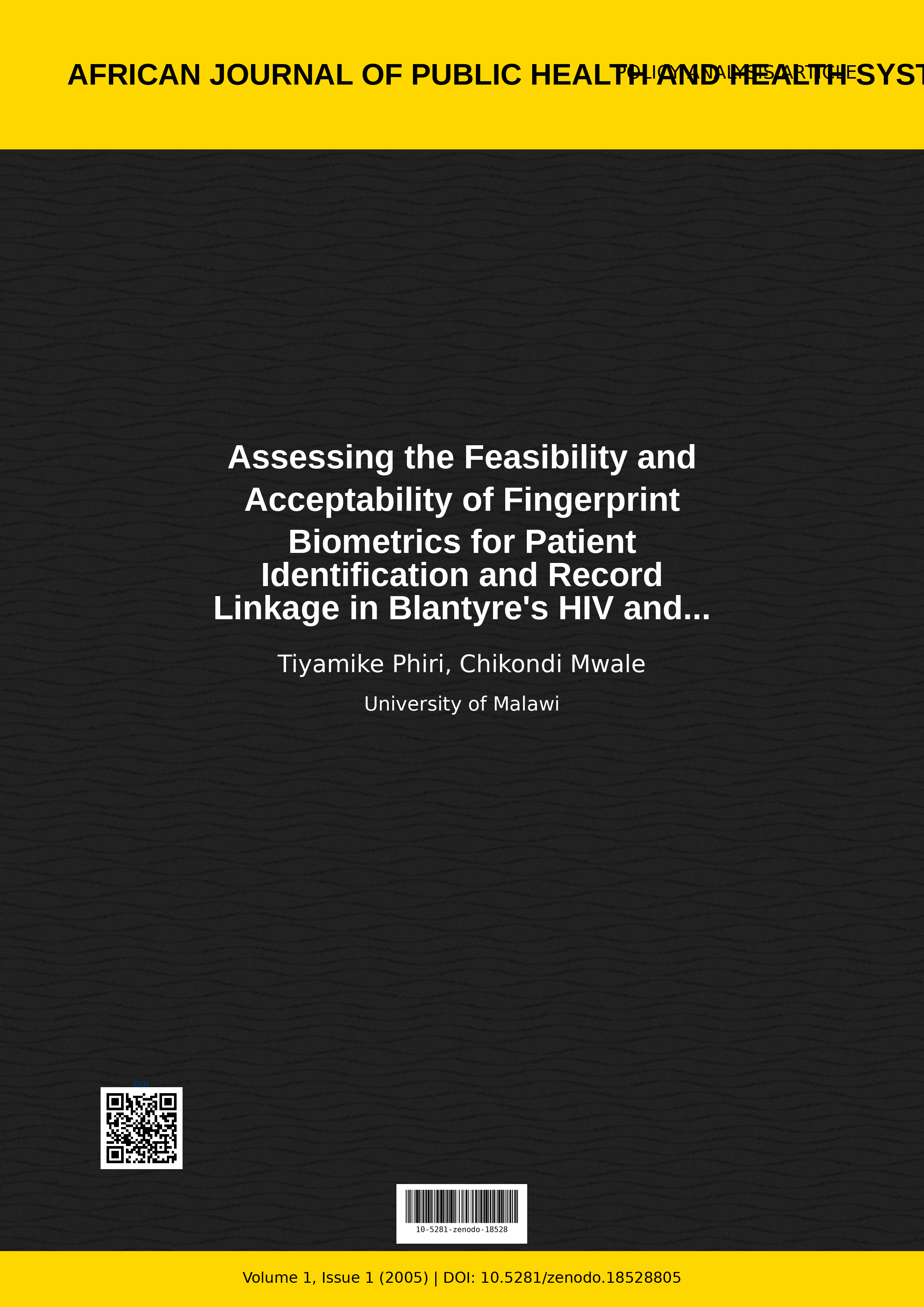 Cover image for: Assessing the Feasibility and Acceptability of Fingerprint B