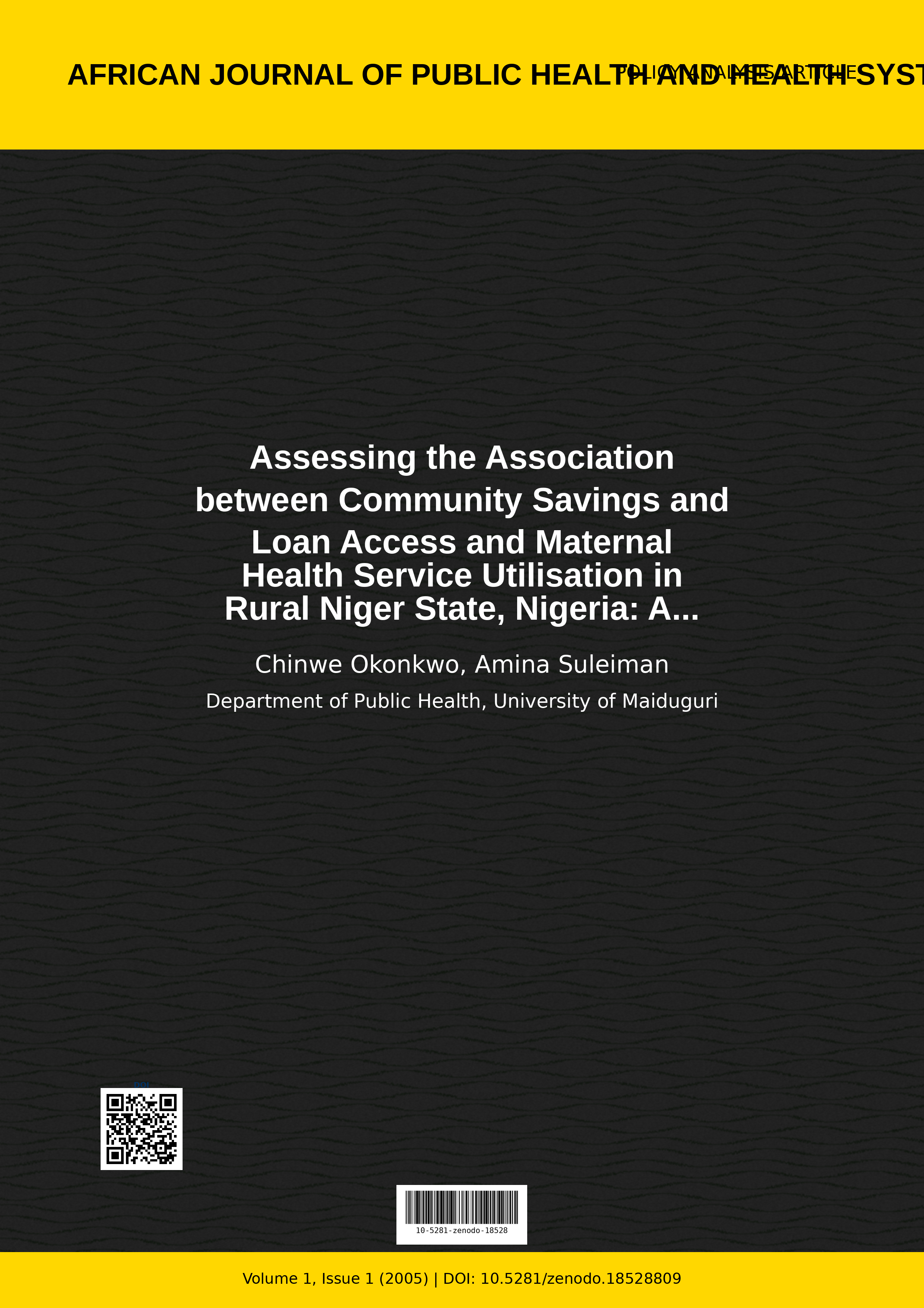 Cover image for: Assessing the Association between Community Savings and Loan