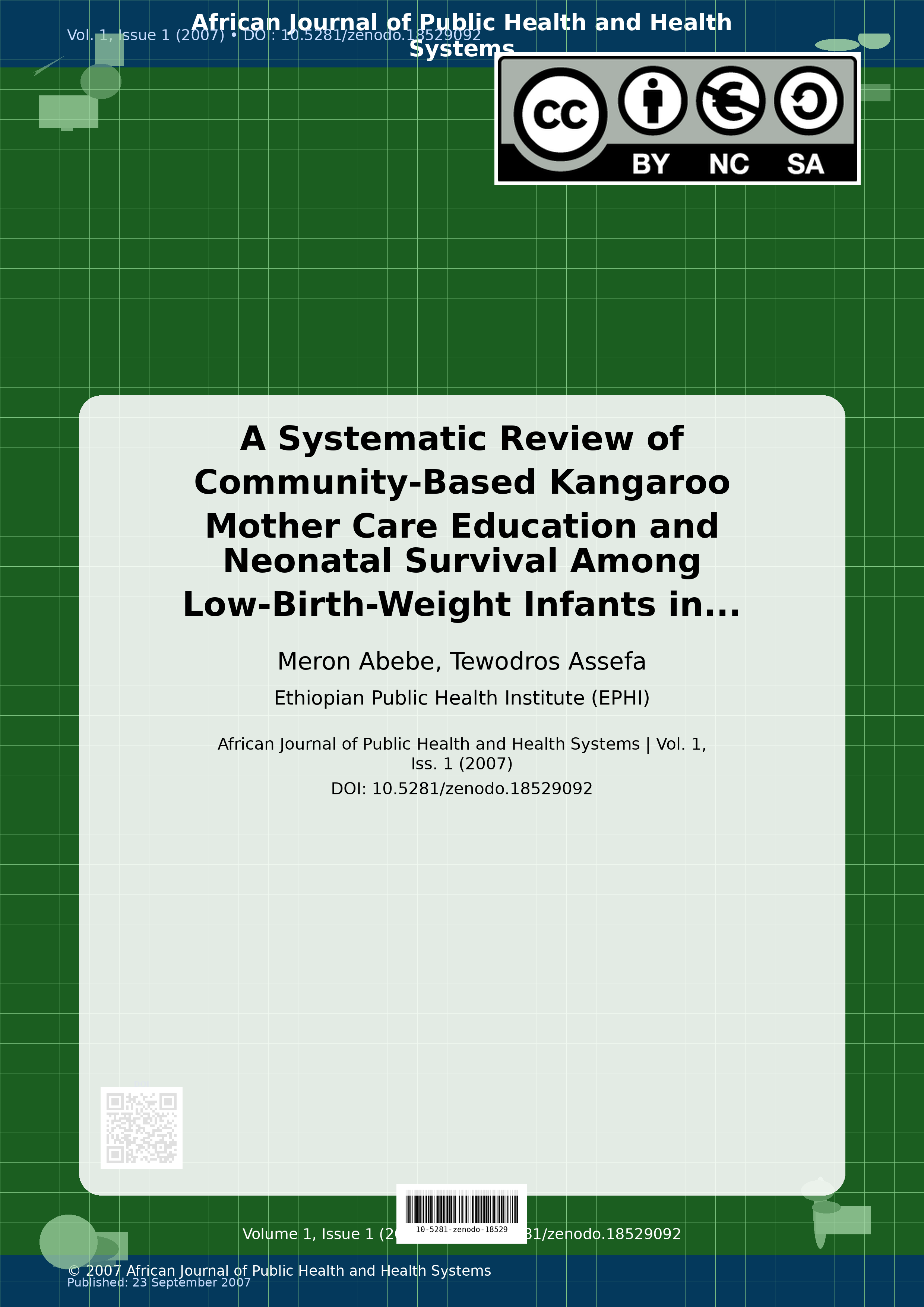 Cover image for: A Systematic Review of Community-Based Kangaroo Mother Care 