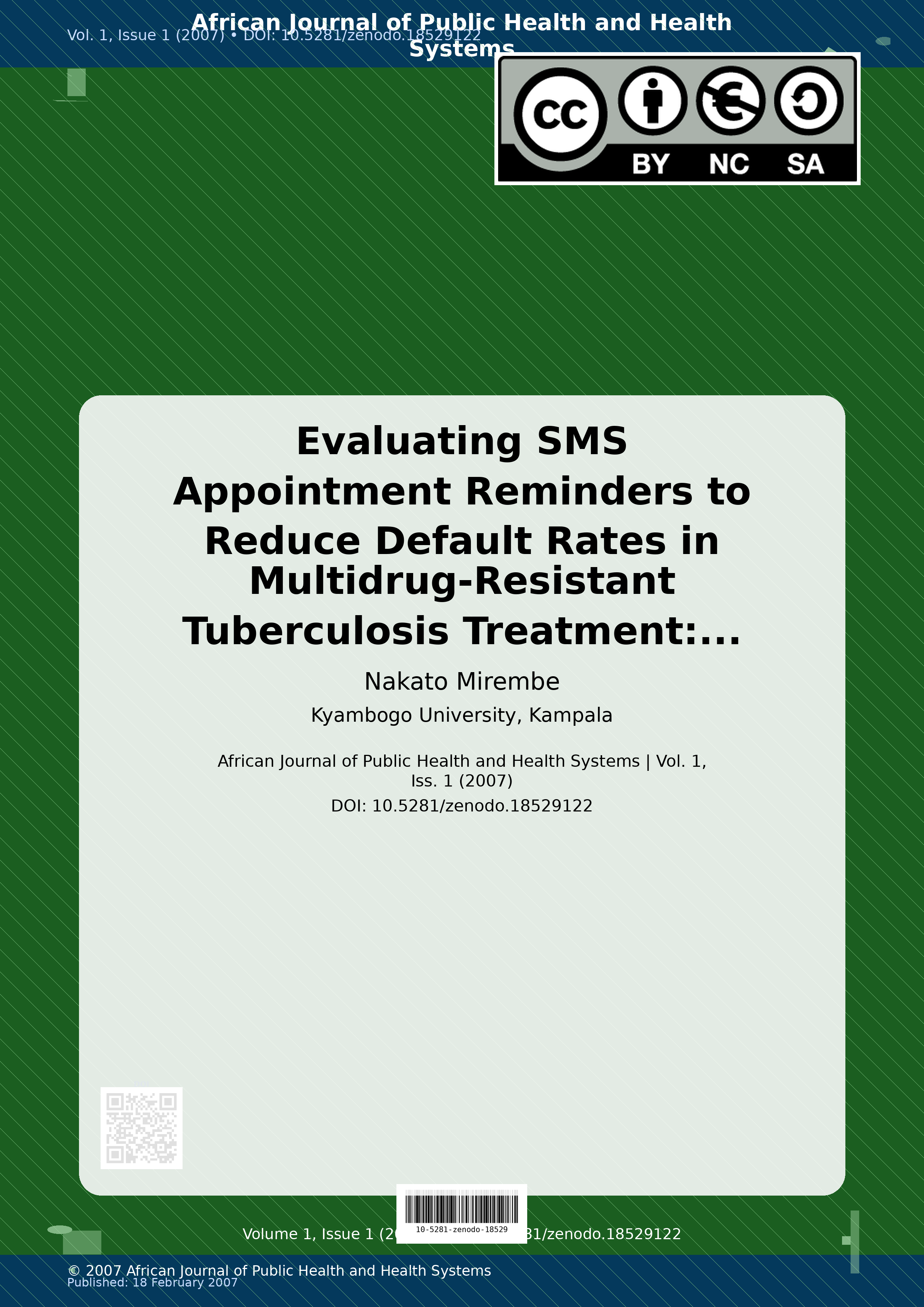 Cover image for: Evaluating SMS Appointment Reminders to Reduce Default Rates