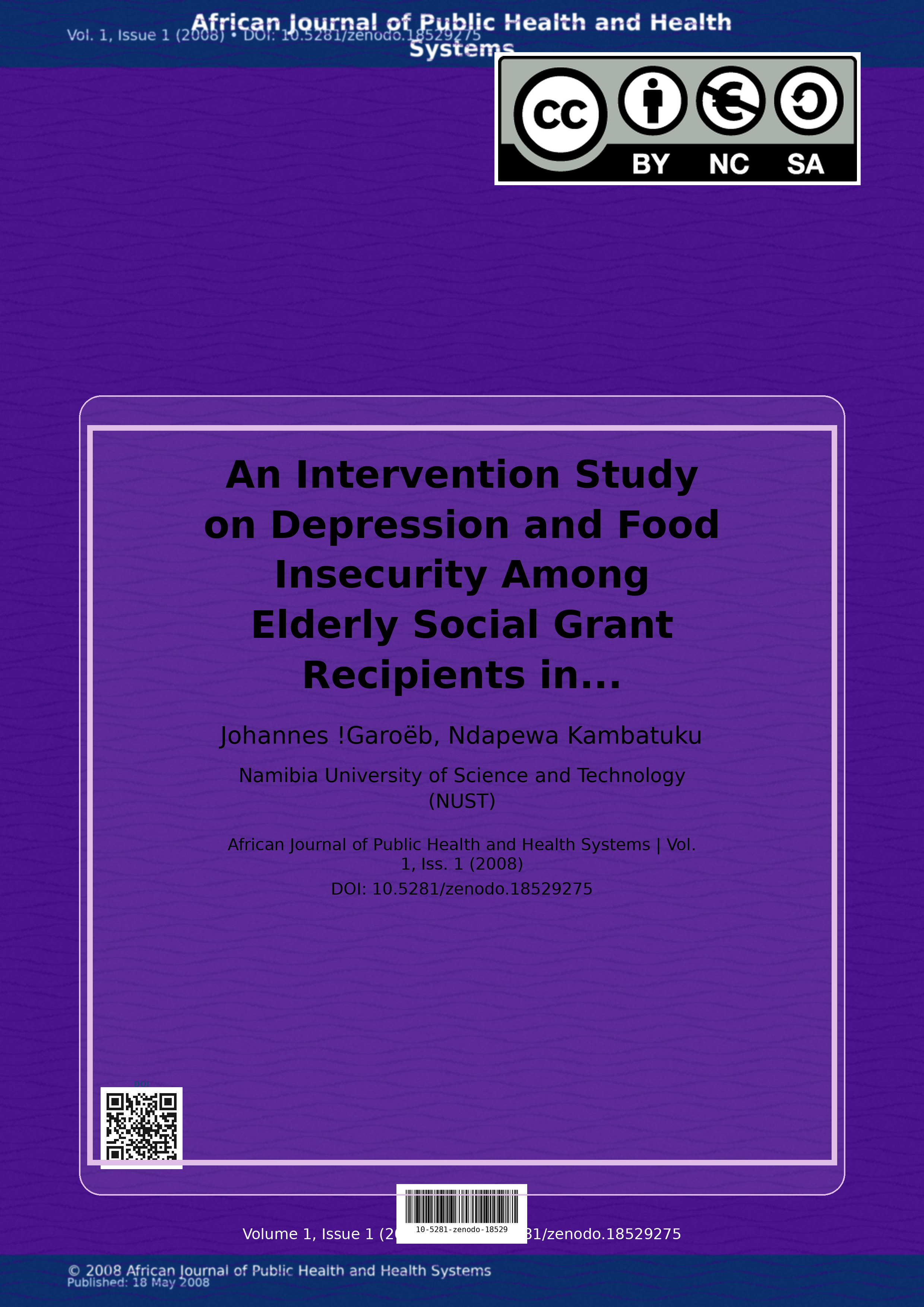 Cover image for: An Intervention Study on Depression and Food Insecurity Amon