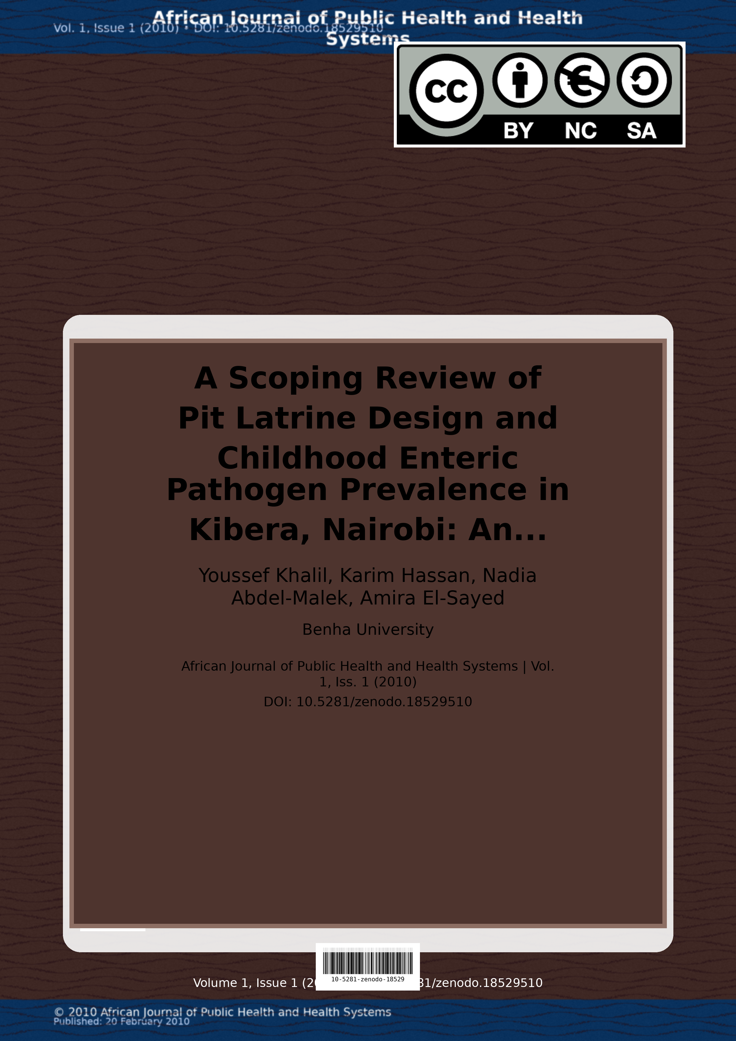 Cover image for: A Scoping Review of Pit Latrine Design and Childhood Enteric