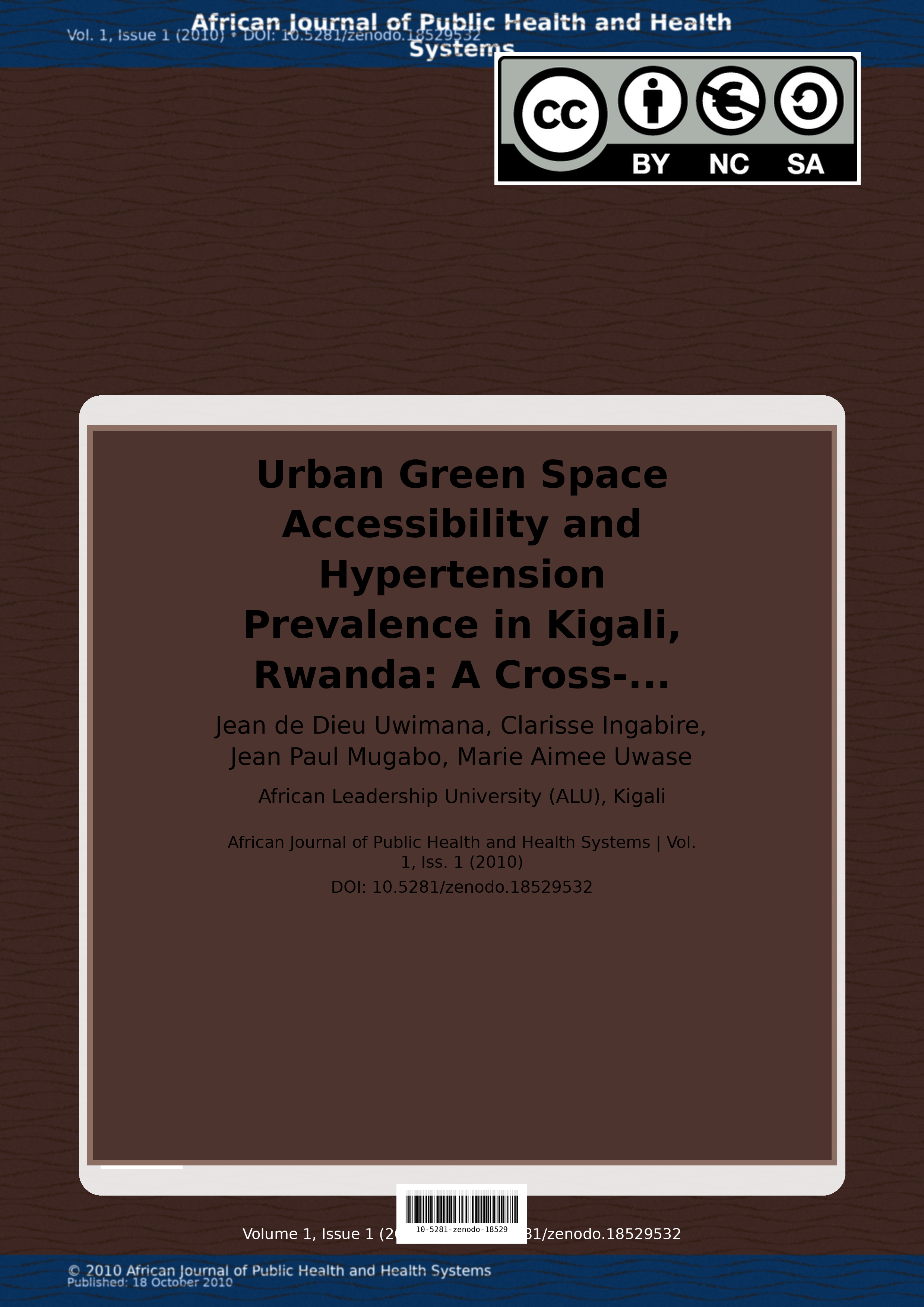 Cover image for: Urban Green Space Accessibility and Hypertension Prevalence 