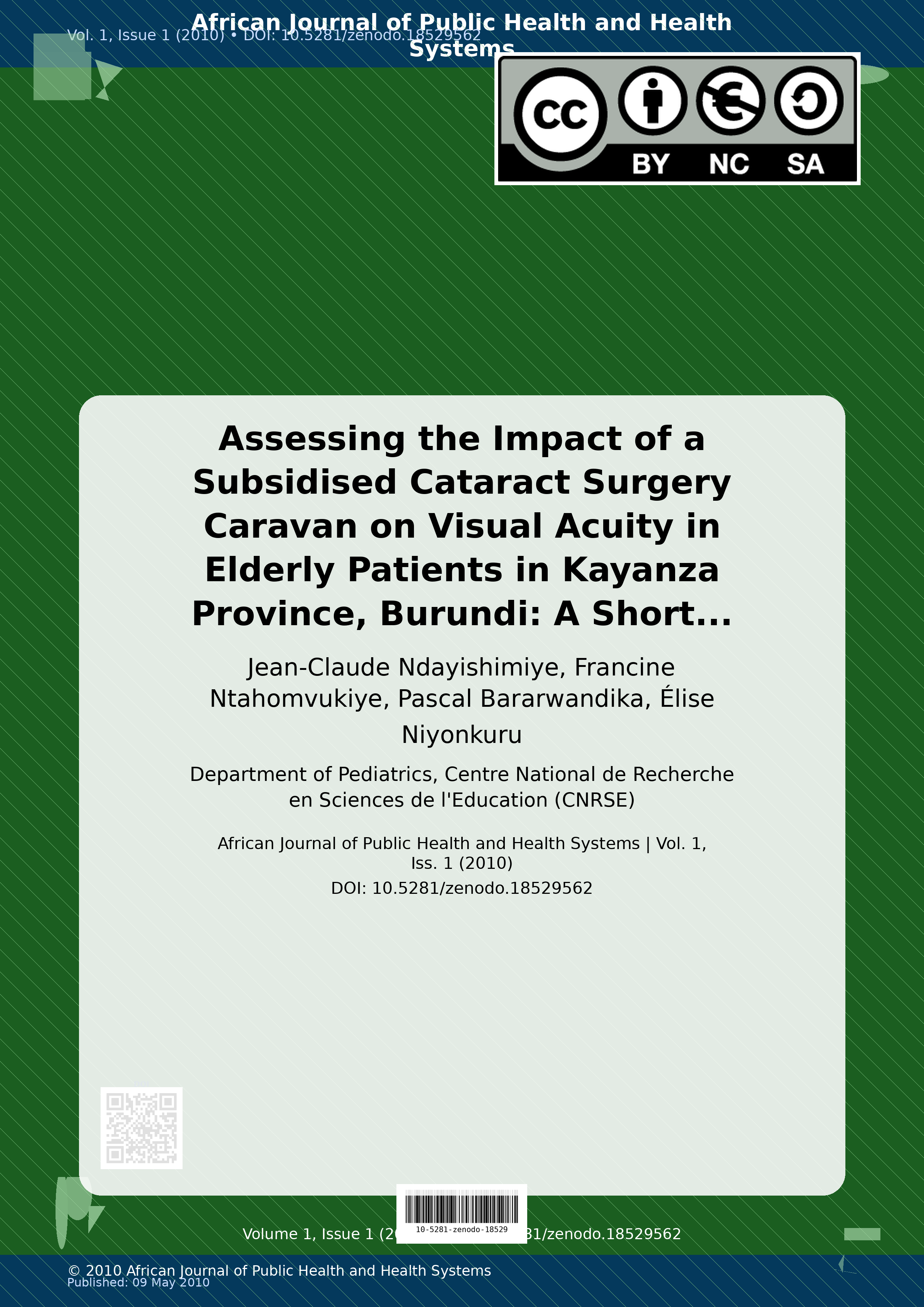 Cover image for: Assessing the Impact of a Subsidised Cataract Surgery Carava