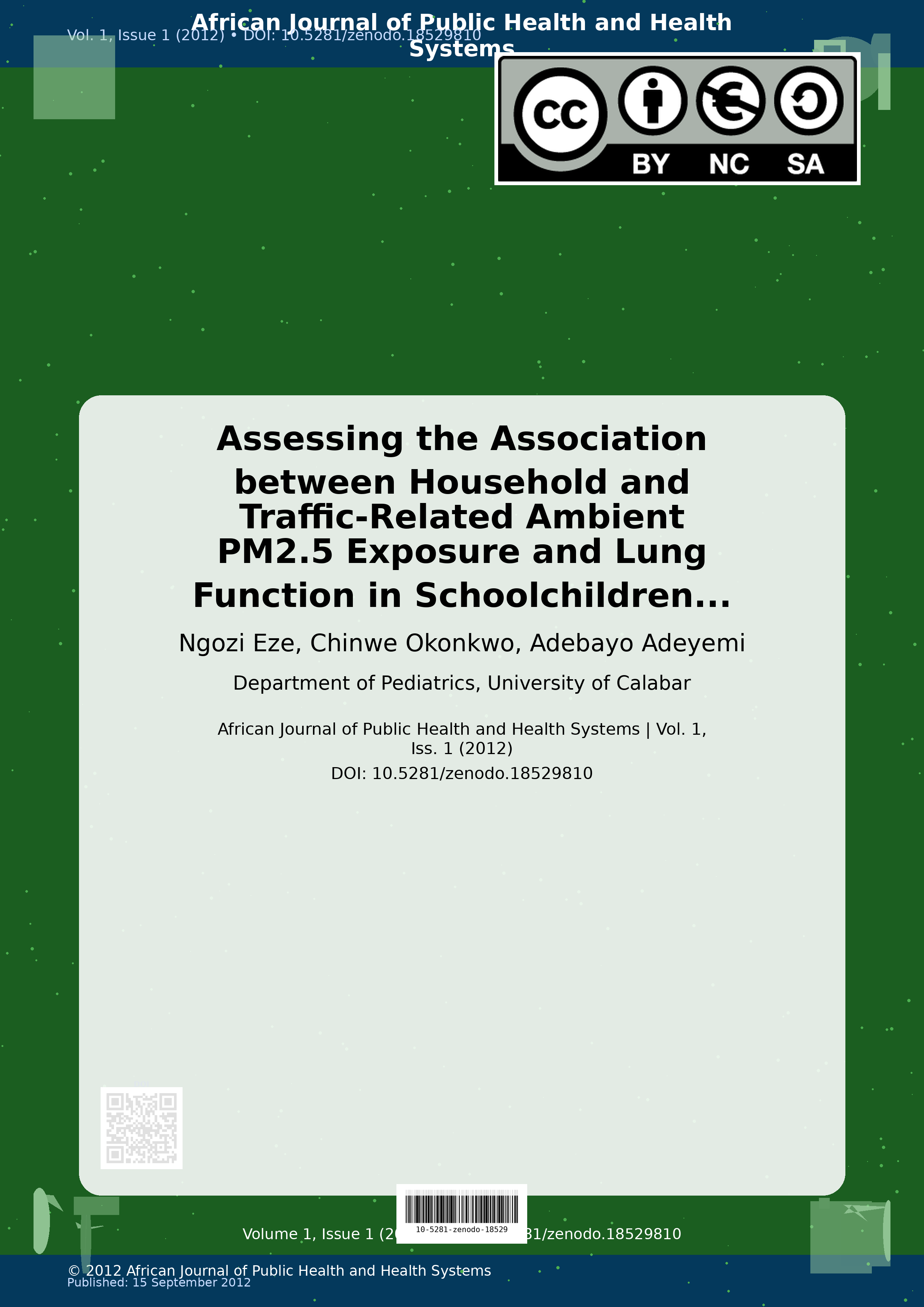 Cover image for: Assessing the Association between Household and Traffic-Rela