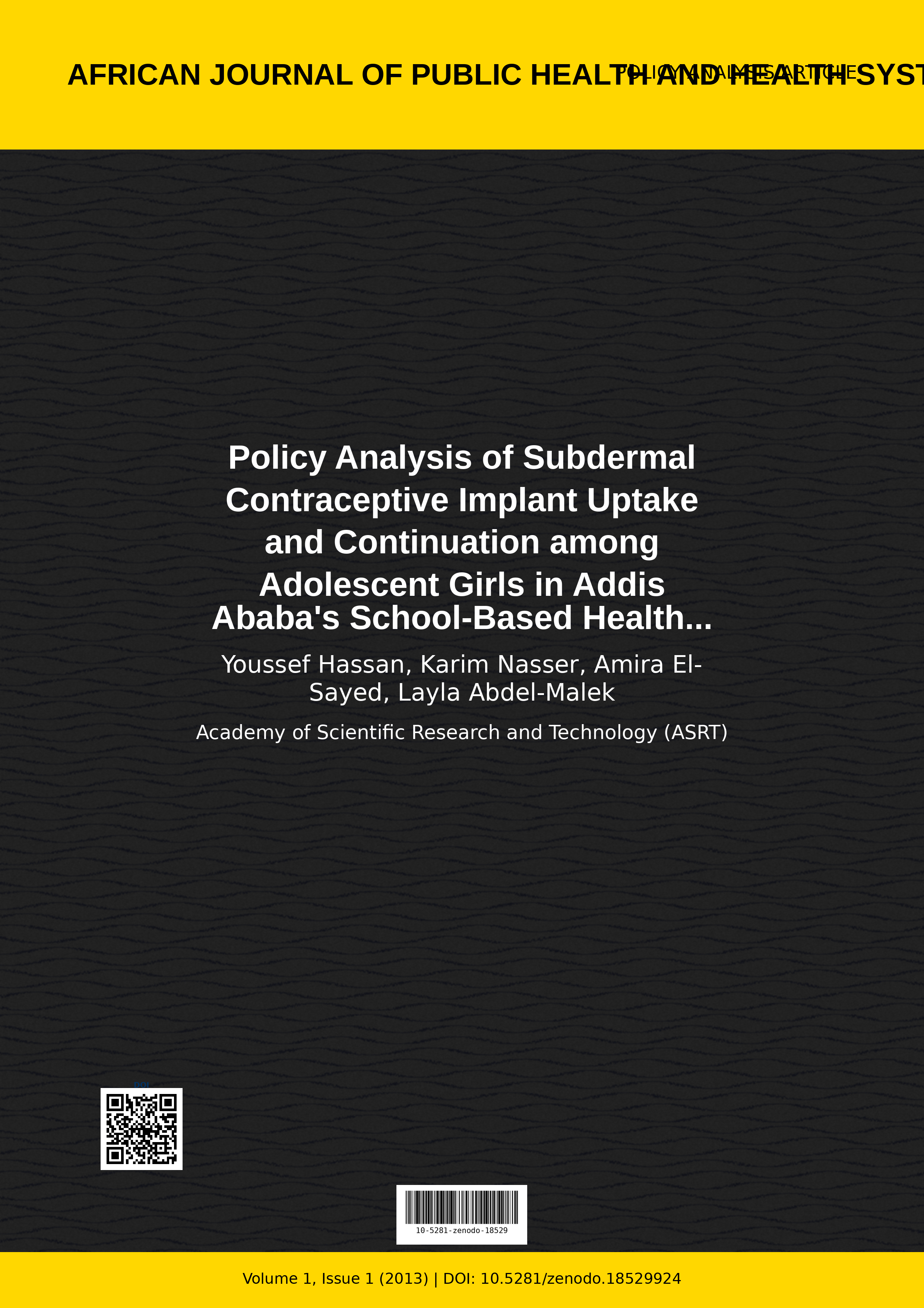 Cover image for: Policy Analysis of Subdermal Contraceptive Implant Uptake an