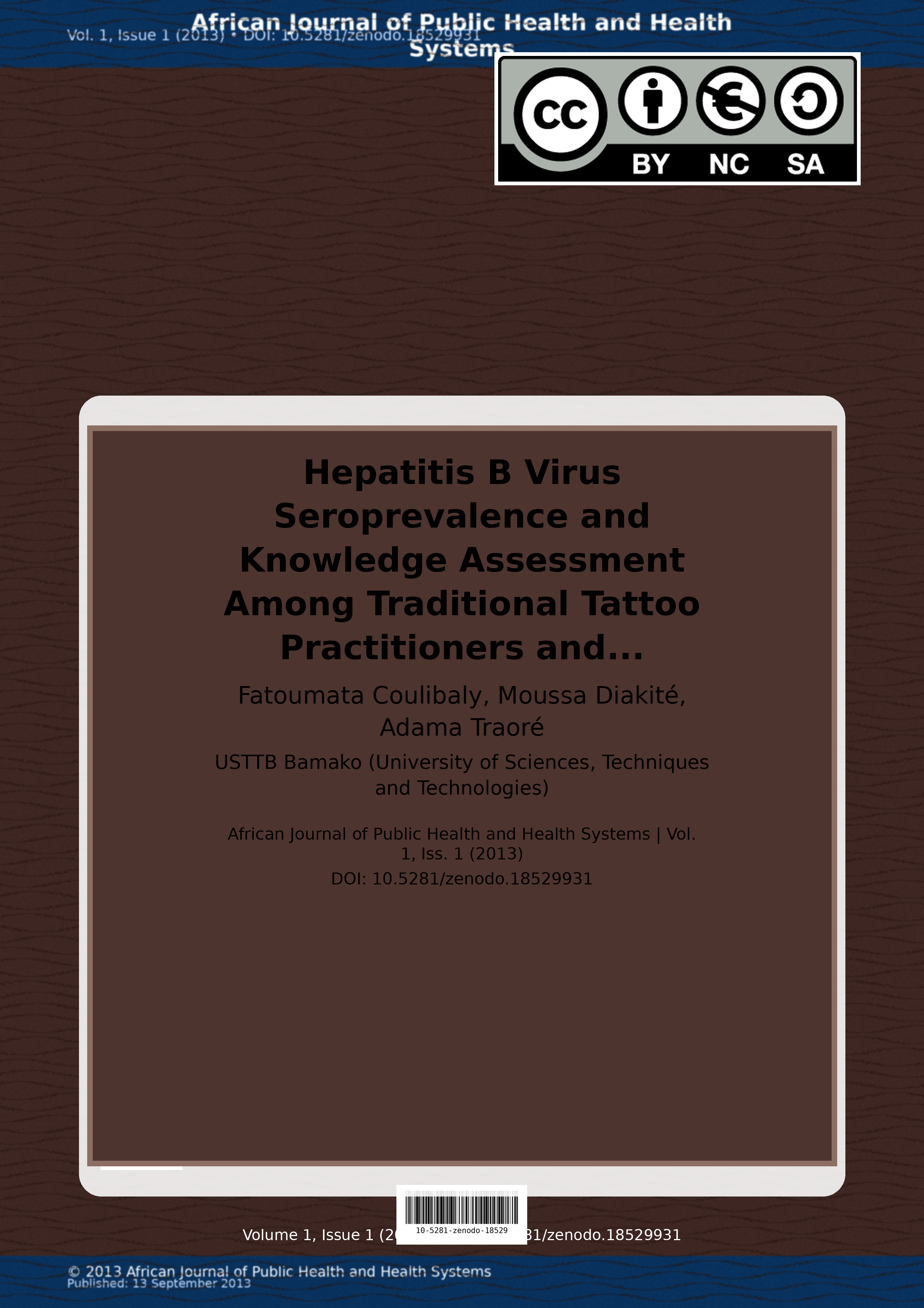 Cover image for: Hepatitis B Virus Seroprevalence and Knowledge Assessment Am