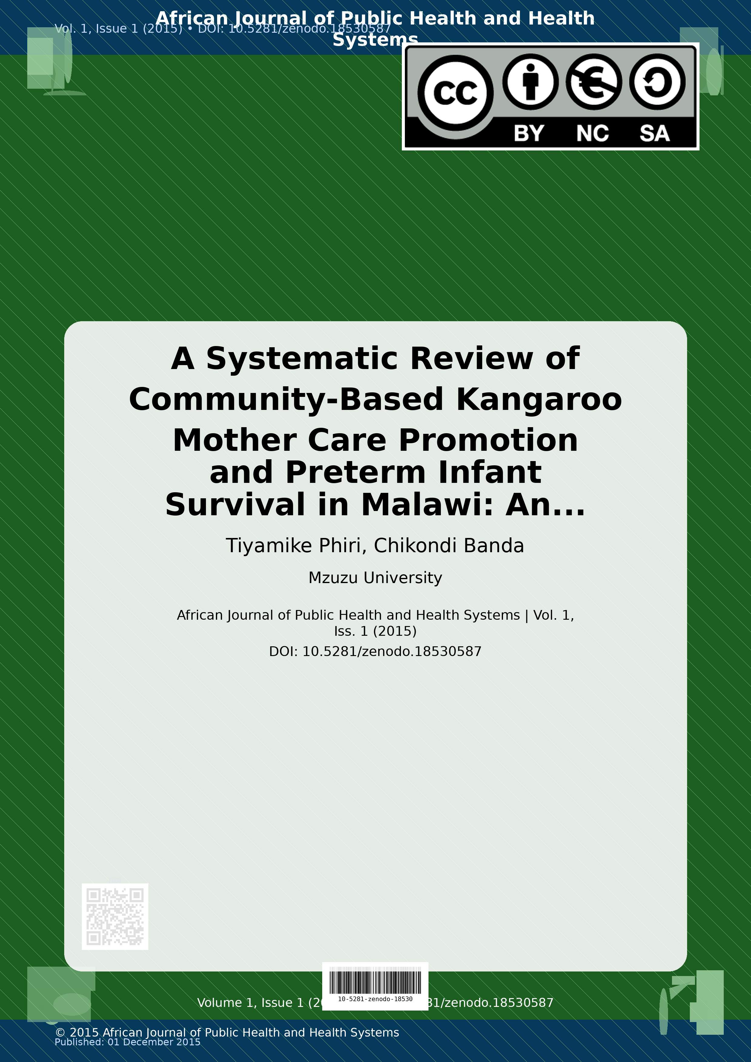Cover image for: A Systematic Review of Community-Based Kangaroo Mother Care 