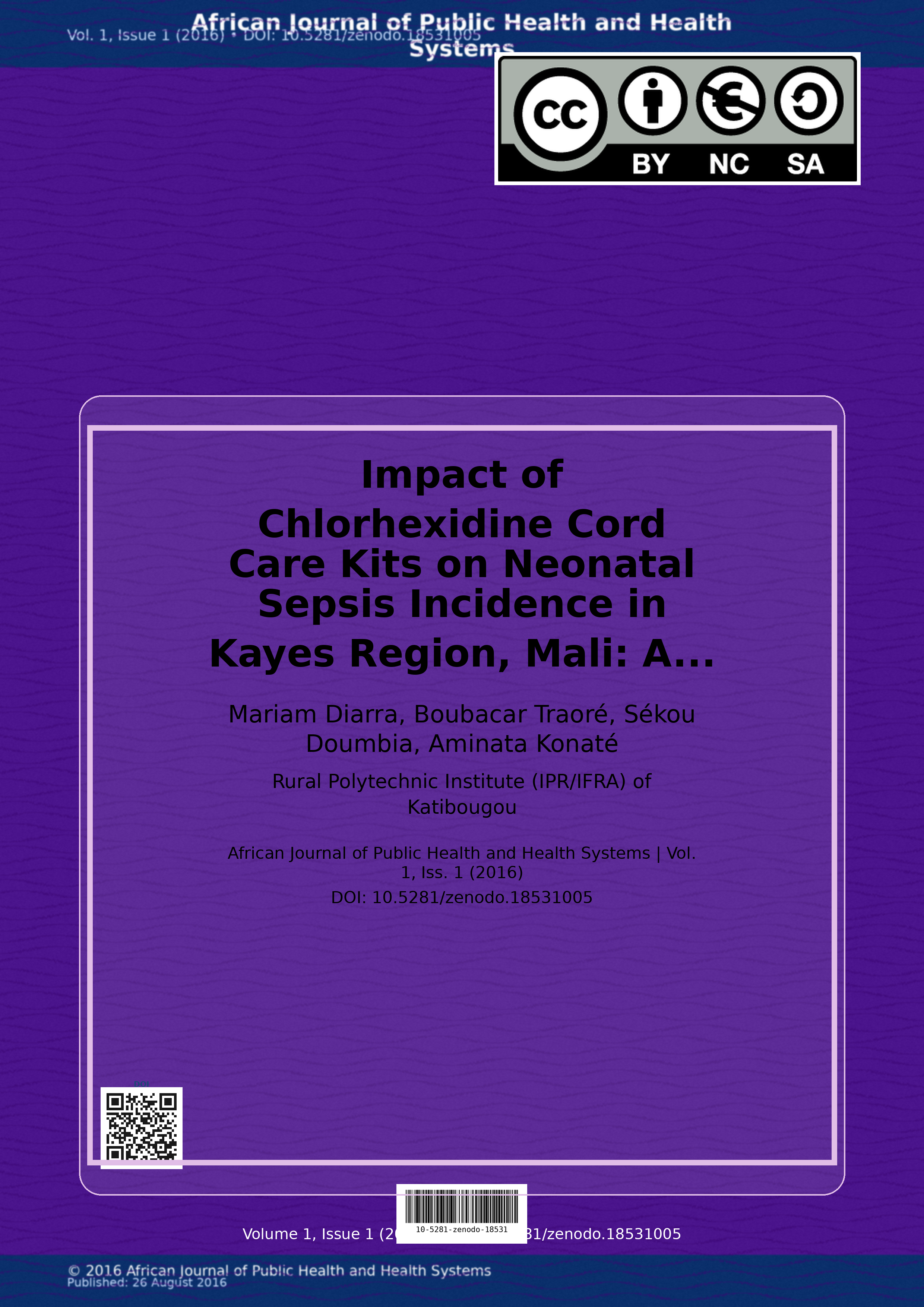 Cover image for: Impact of Chlorhexidine Cord Care Kits on Neonatal Sepsis In