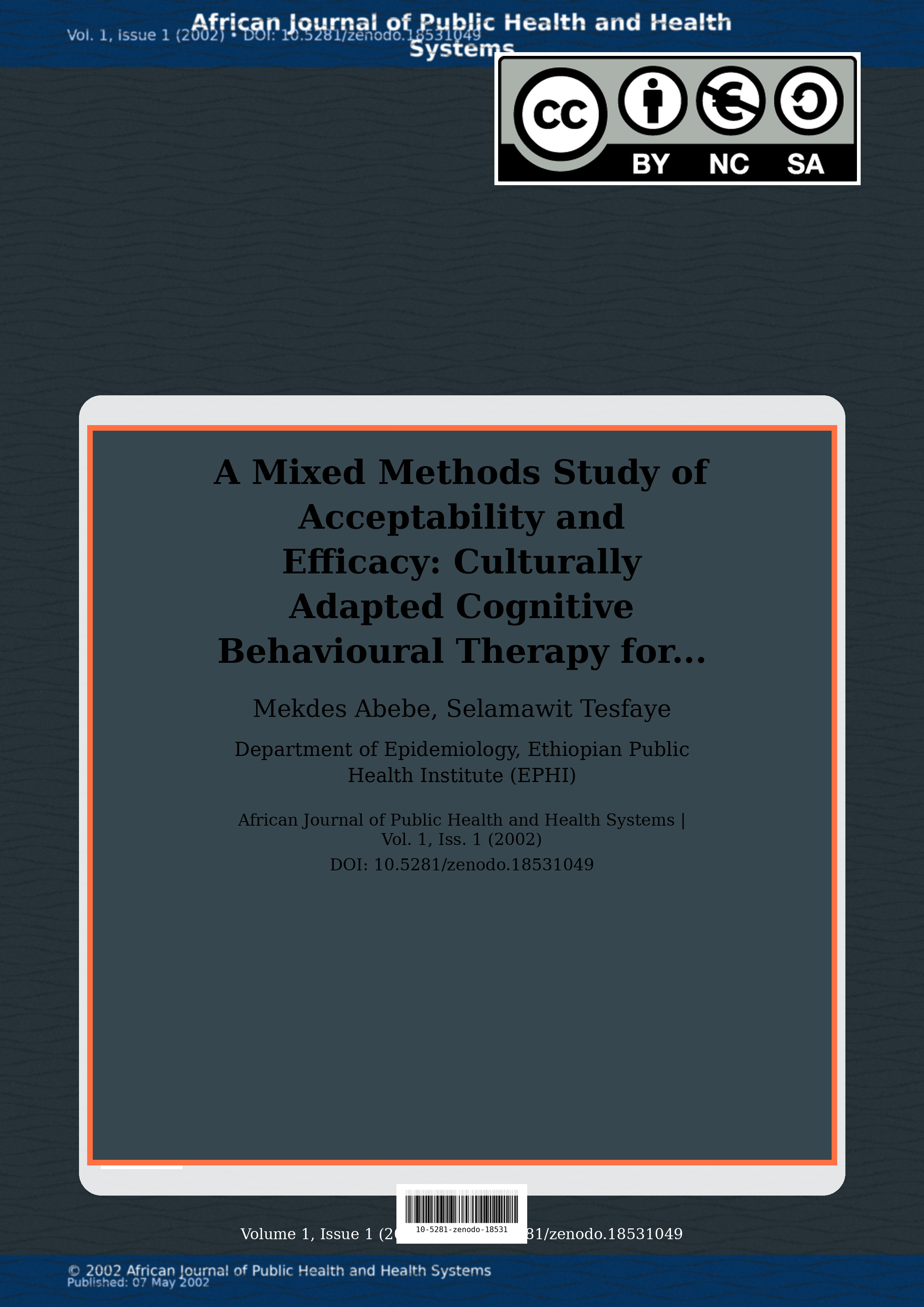 Cover image for: A Mixed Methods Study of Acceptability and Efficacy