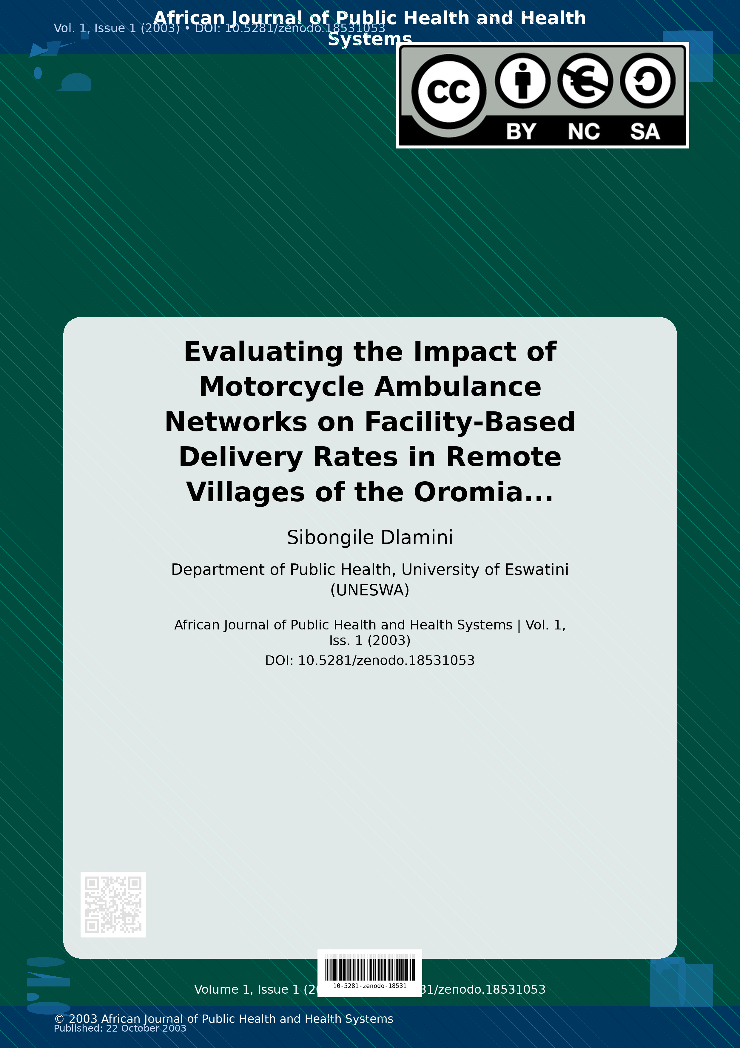 Cover image for: Evaluating the Impact of Motorcycle Ambulance Networks on Fa