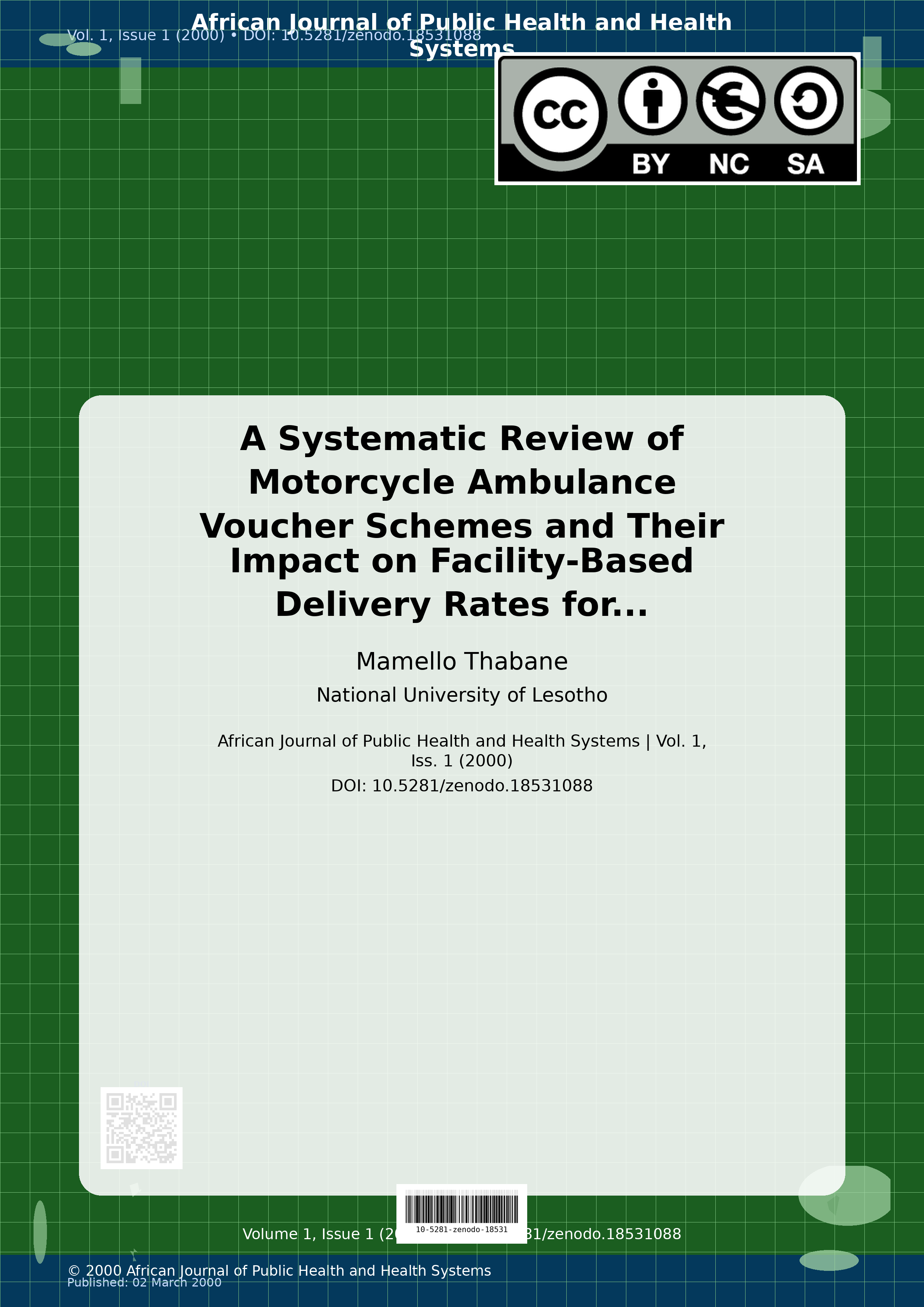 Cover image for: A Systematic Review of Motorcycle Ambulance Voucher Schemes 