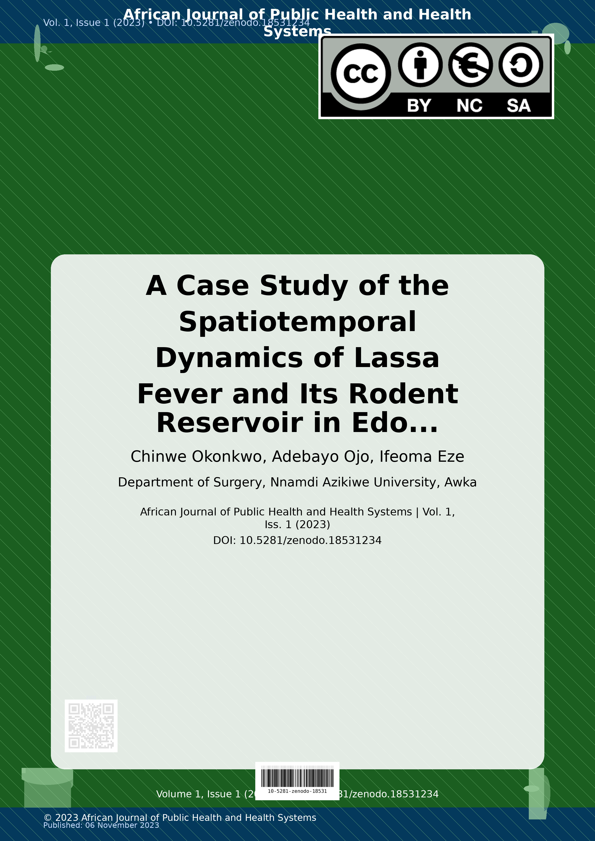 Cover image for: A Case Study of the Spatiotemporal Dynamics of Lassa Fever a