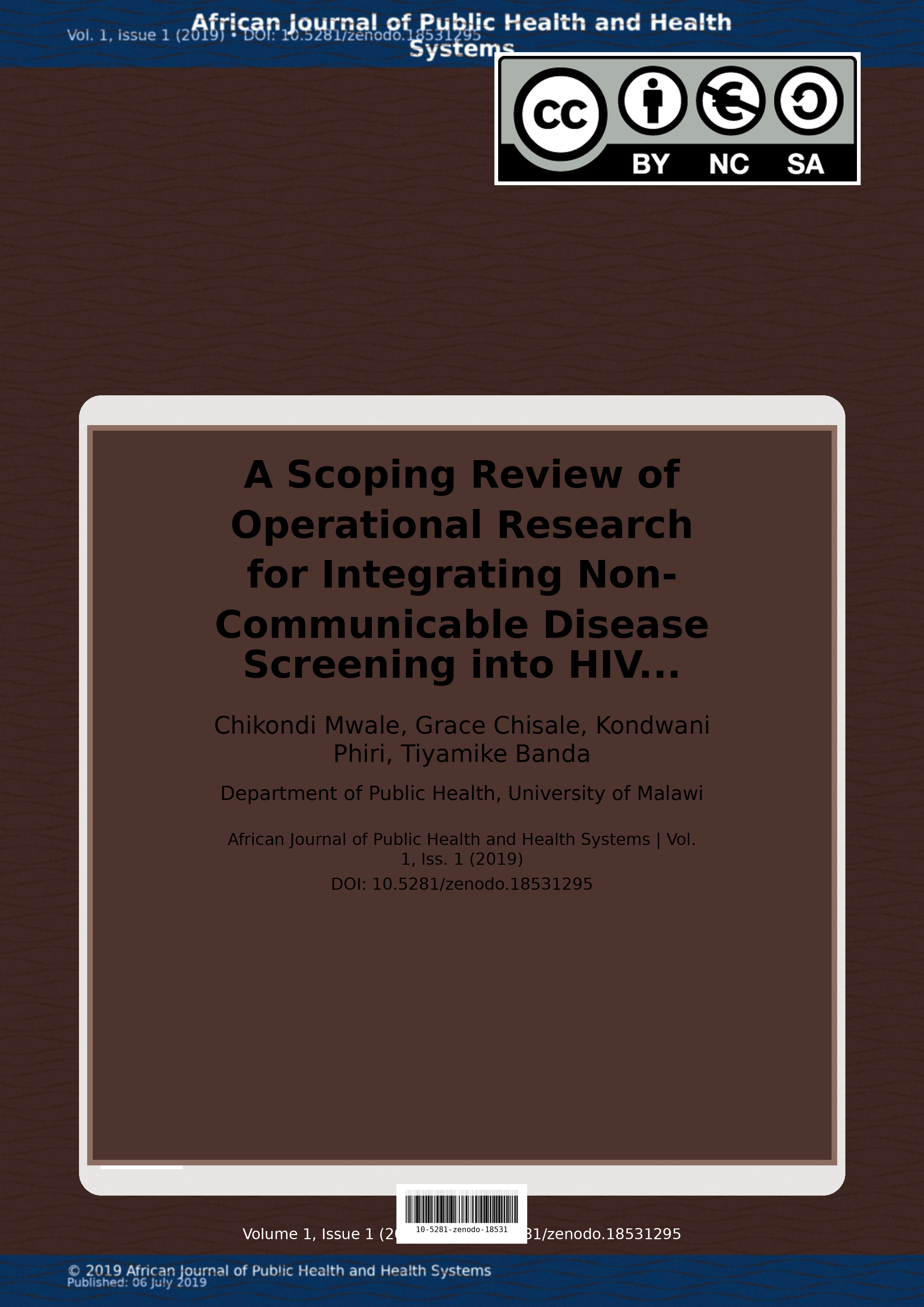 Cover image for: A Scoping Review of Operational Research for Integrating Non