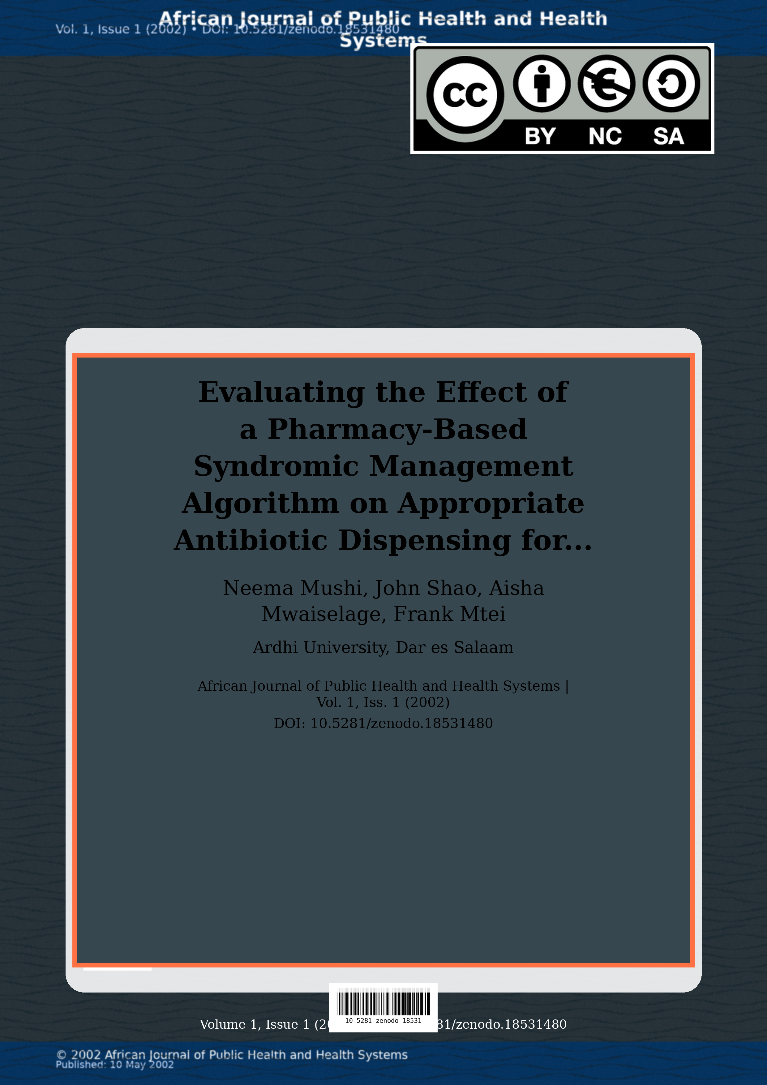 Cover image for: Evaluating the Effect of a Pharmacy-Based Syndromic Manageme