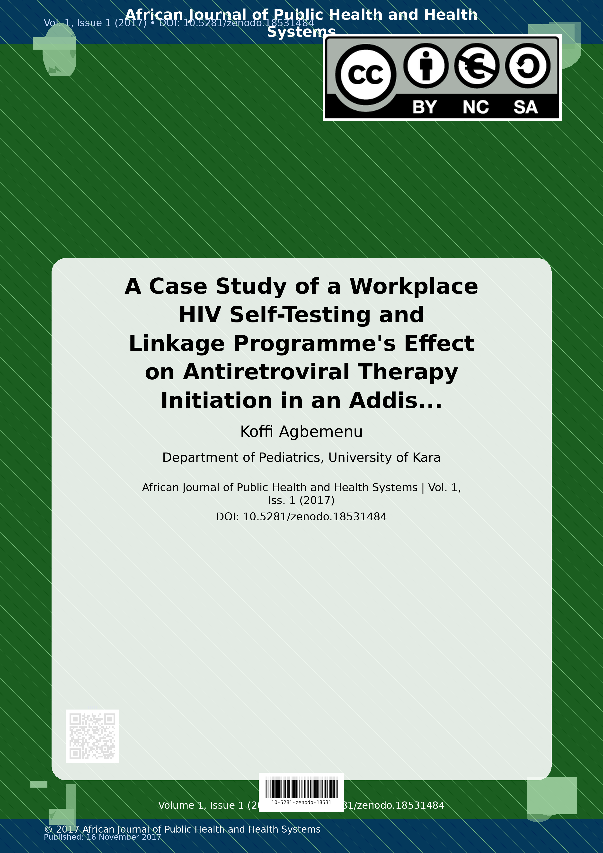 Cover image for: A Case Study of a Workplace HIV Self-Testing and Linkage Pro