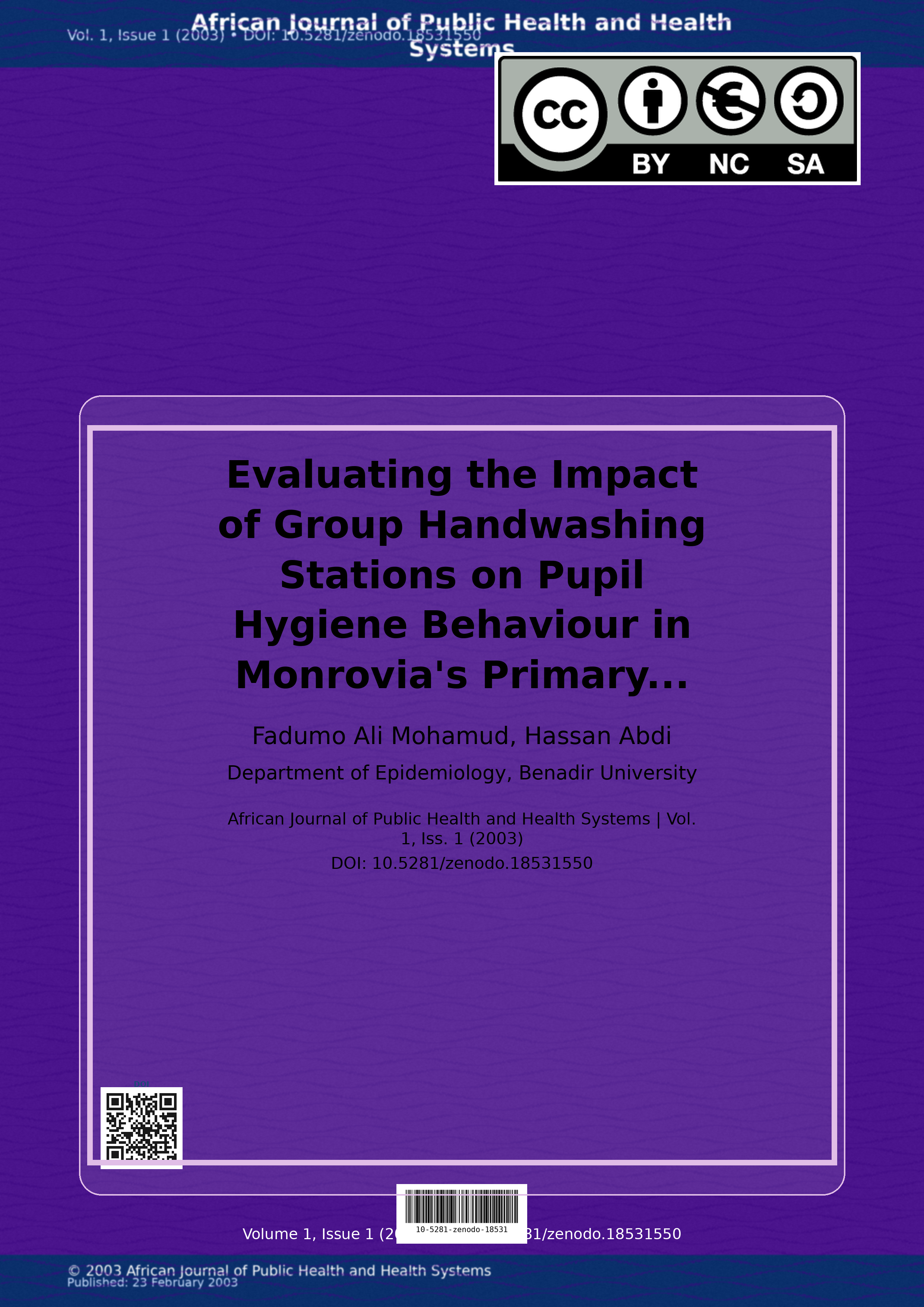 Cover image for: Evaluating the Impact of Group Handwashing Stations on Pupil