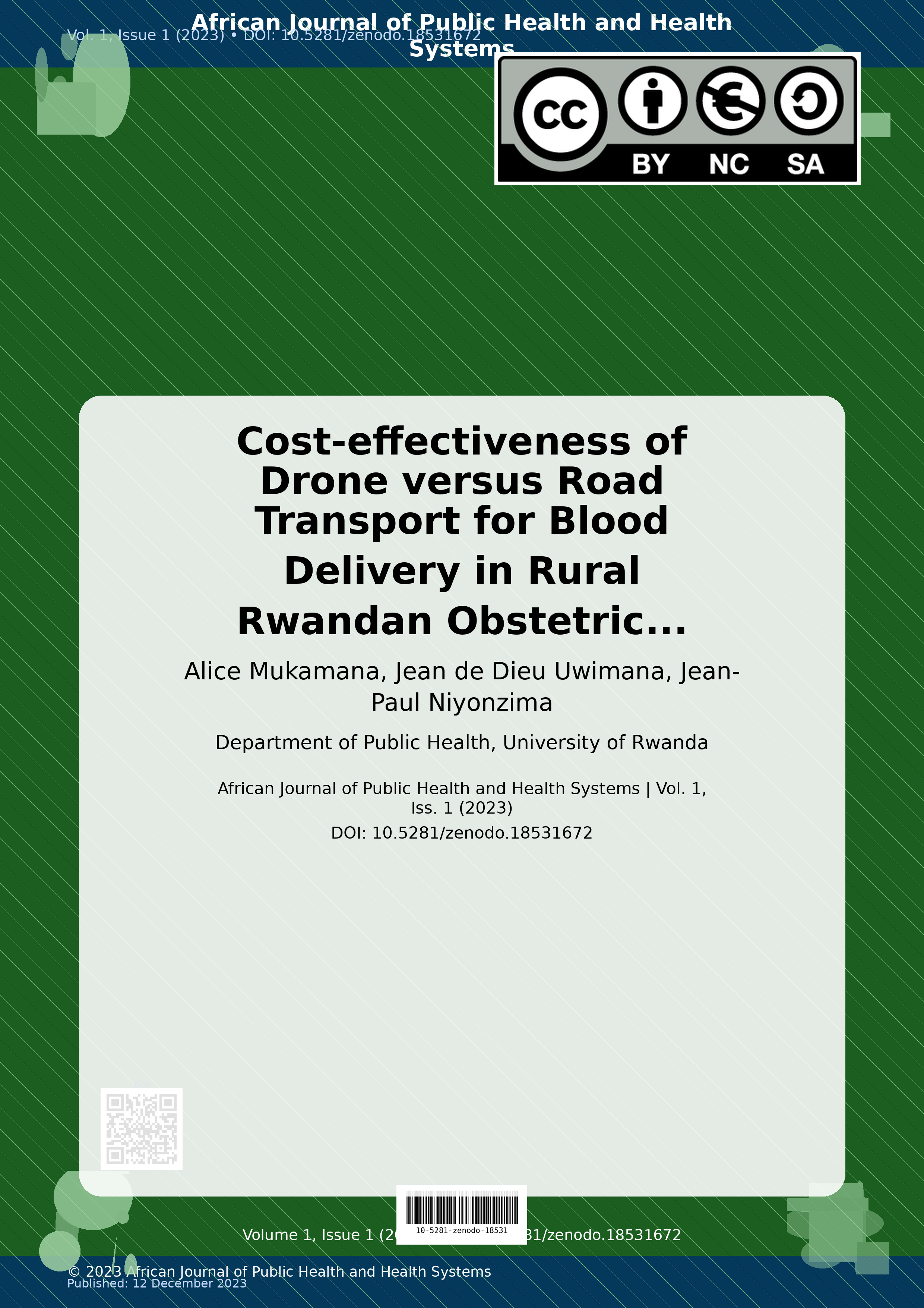 Cover image for: Cost-effectiveness of Drone versus Road Transport for Blood 