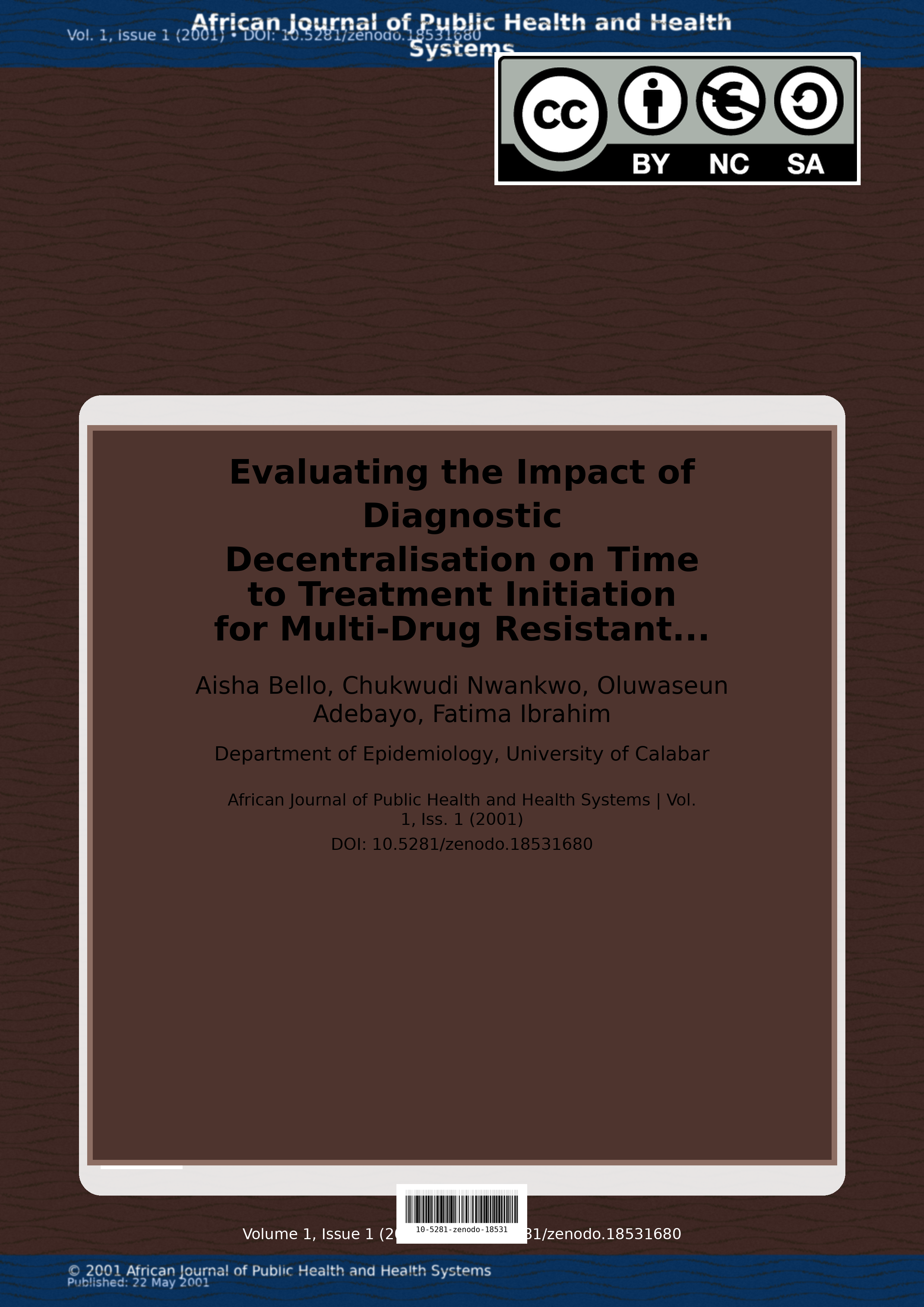 Cover image for: Evaluating the Impact of Diagnostic Decentralisation on Time
