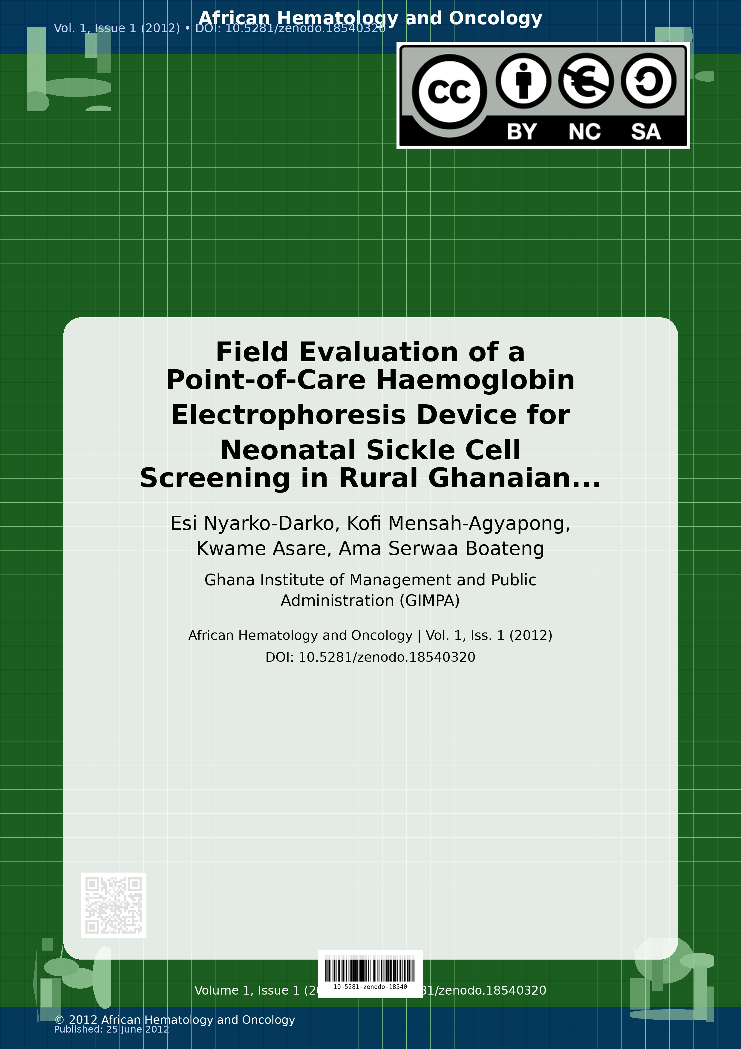 Cover image for: Field Evaluation of a Point-of-Care Haemoglobin Electrophore